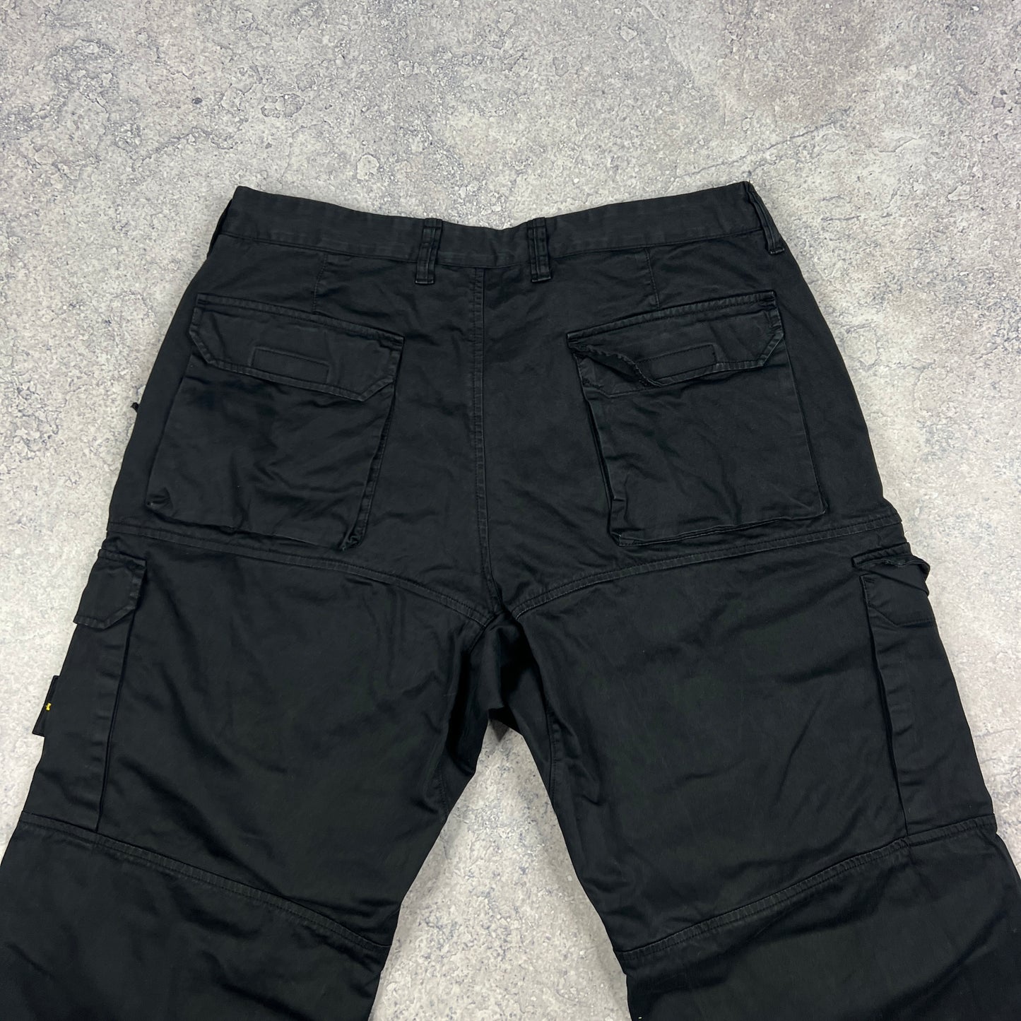 Stone Island Black Loose Fit Cargo Trousers W33-34”