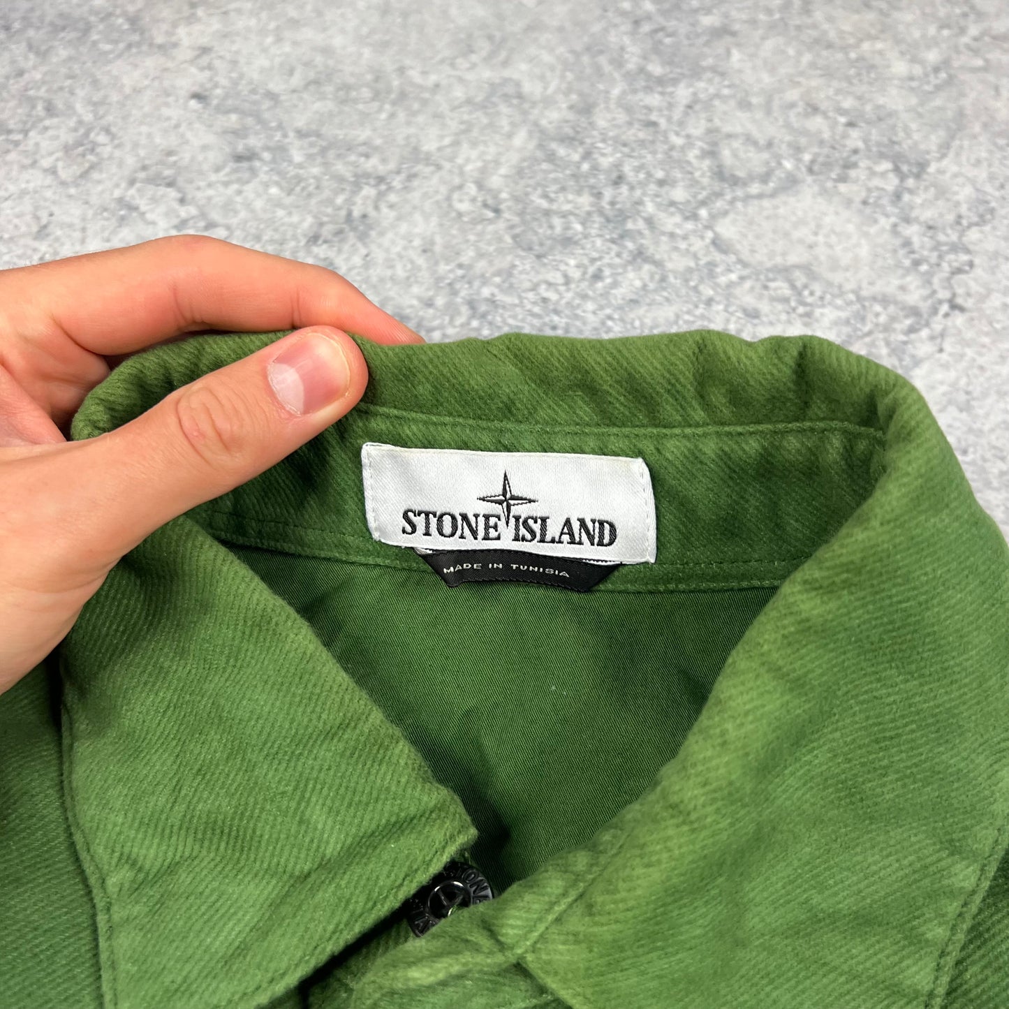Stone Island Diagonal Weave Green Overshirt Small 21.25”