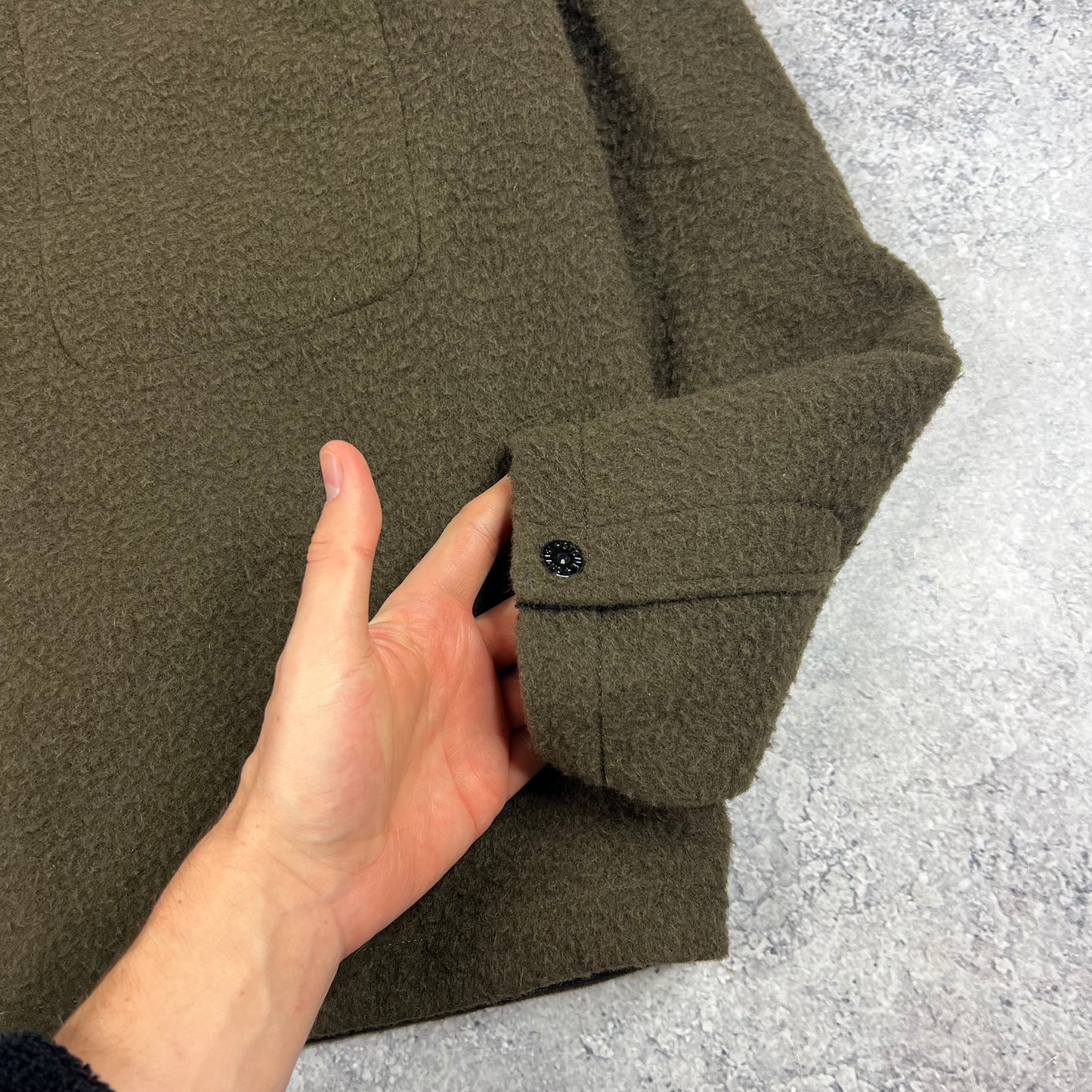 Stone Island Khaki Panno Ratinato Wool Overshirt Medium 23” BNWT