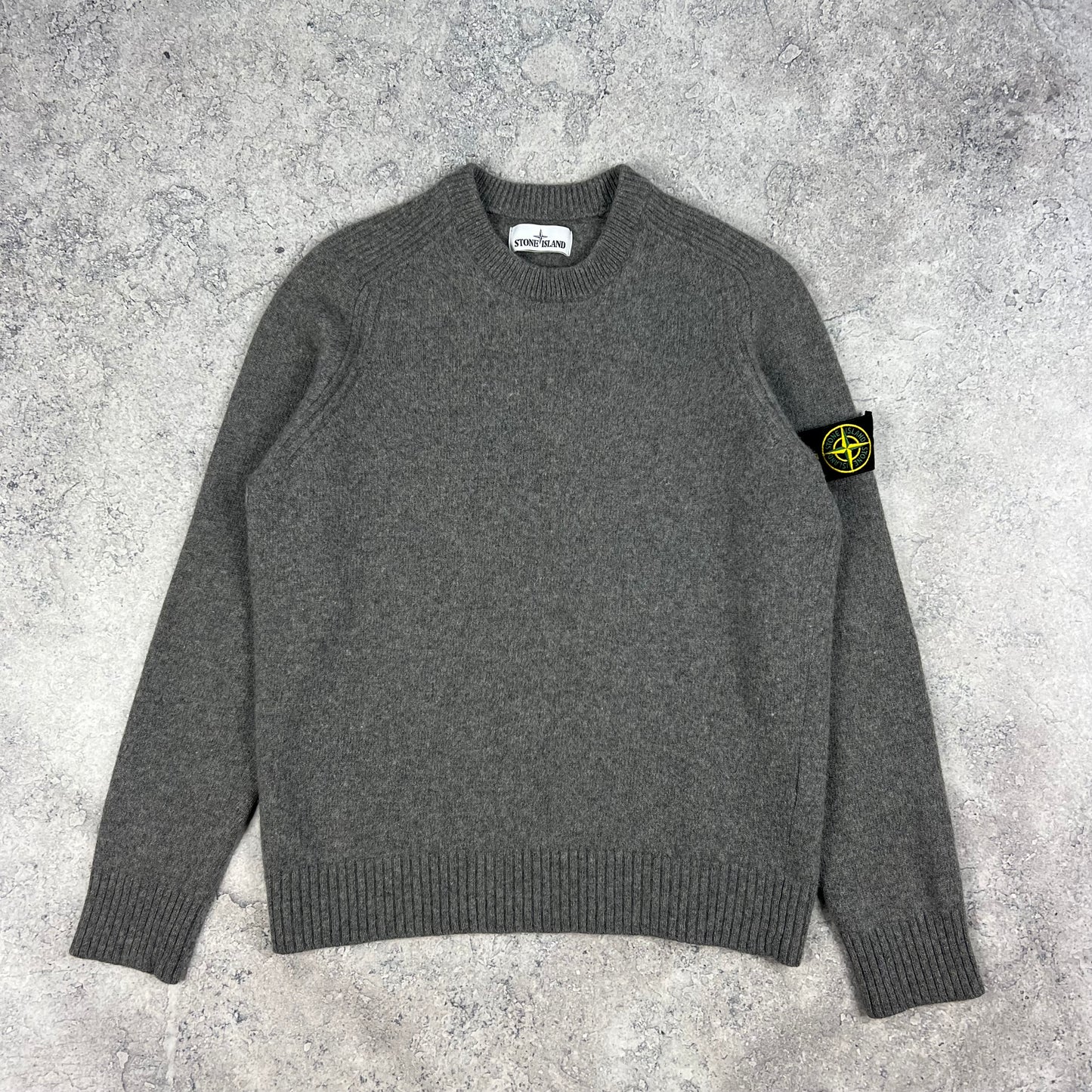 Stone Island Grey Wool Knit Jumper Large fits M 21.25”