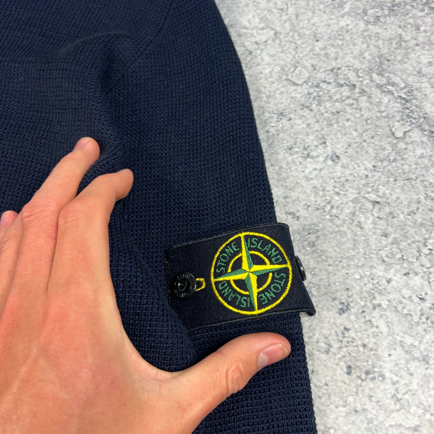 Stone Island Navy Waffle Full Zip Jumper Medium 22”