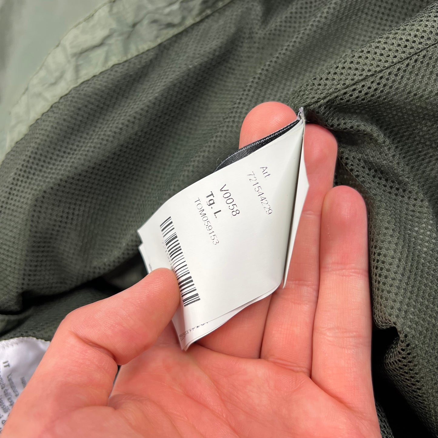 Stone Island Khaki Seersucker Nylon Overshirt  Large 22.5”