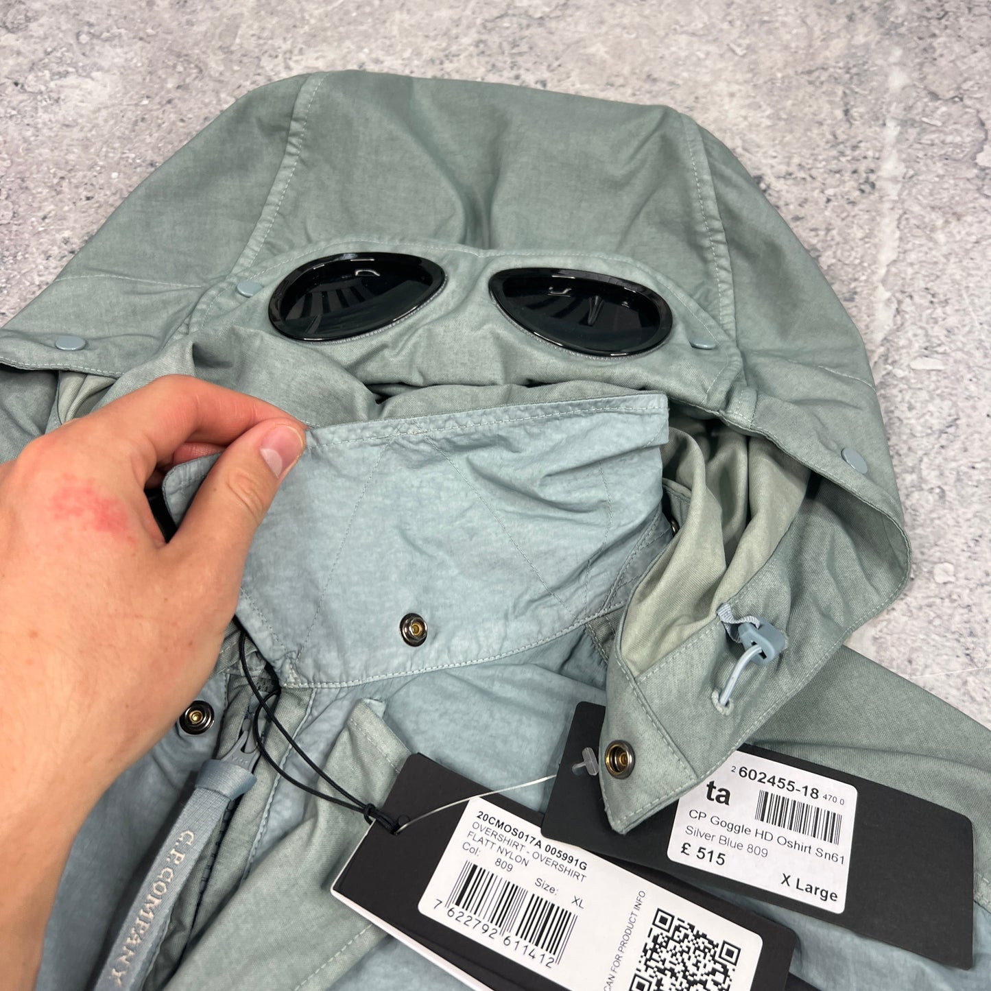 CP Company Blue Flatt Nylon Goggle Jacket XL 24.5” BNWT