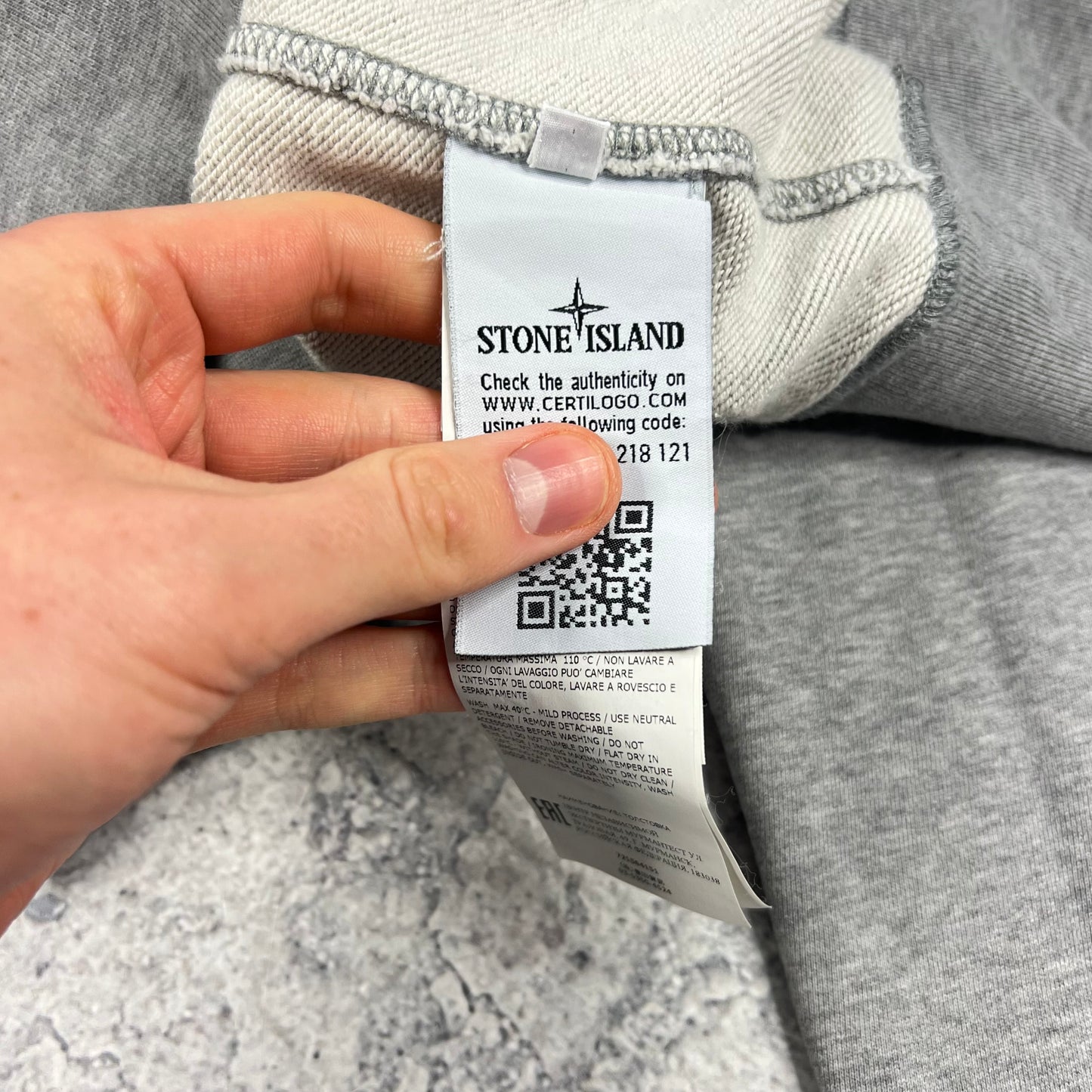 Stone Island Grey Pullover Hoodie Large 22.75”