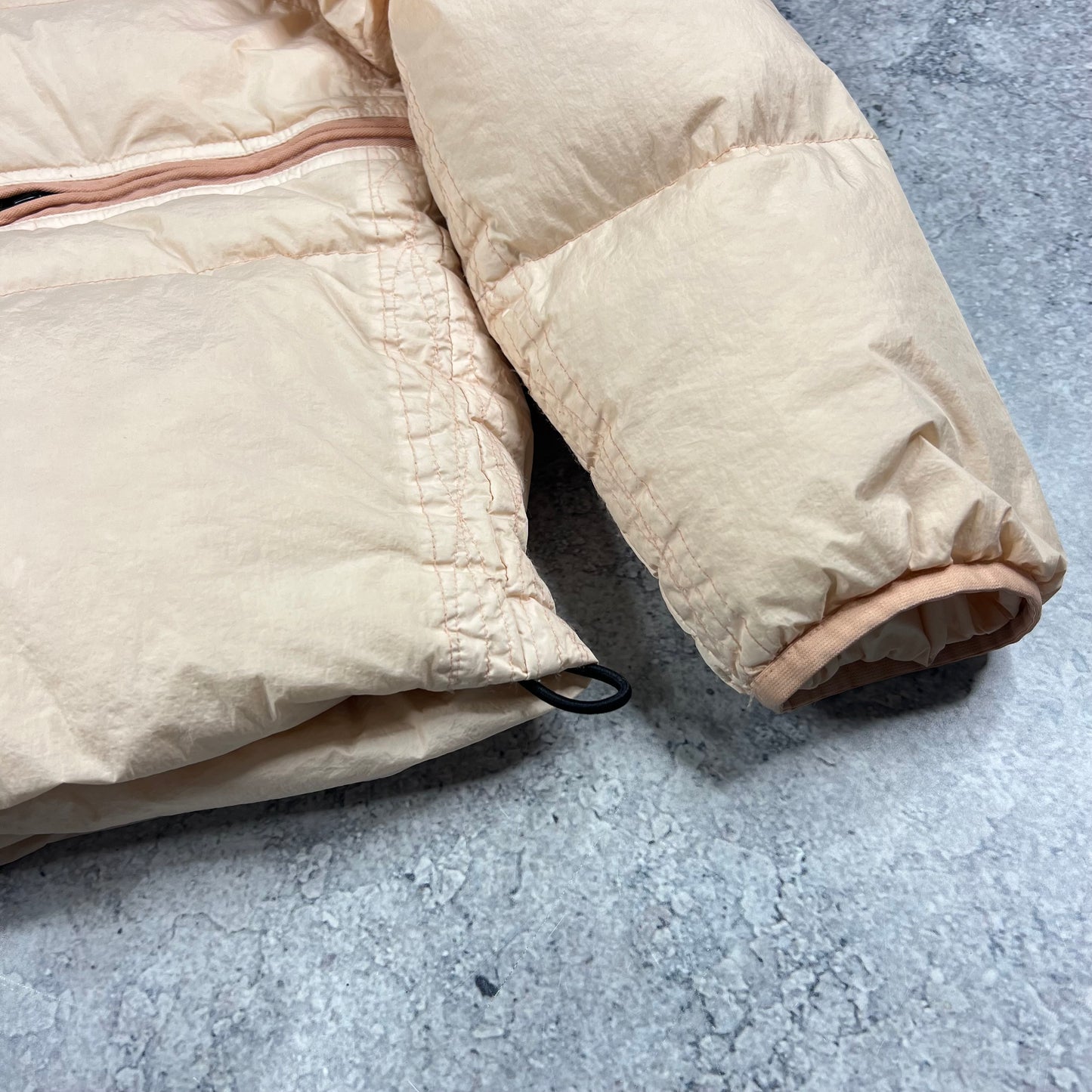 Stone Island Peach Crinkle Reps Down Jacket Large 25.25”