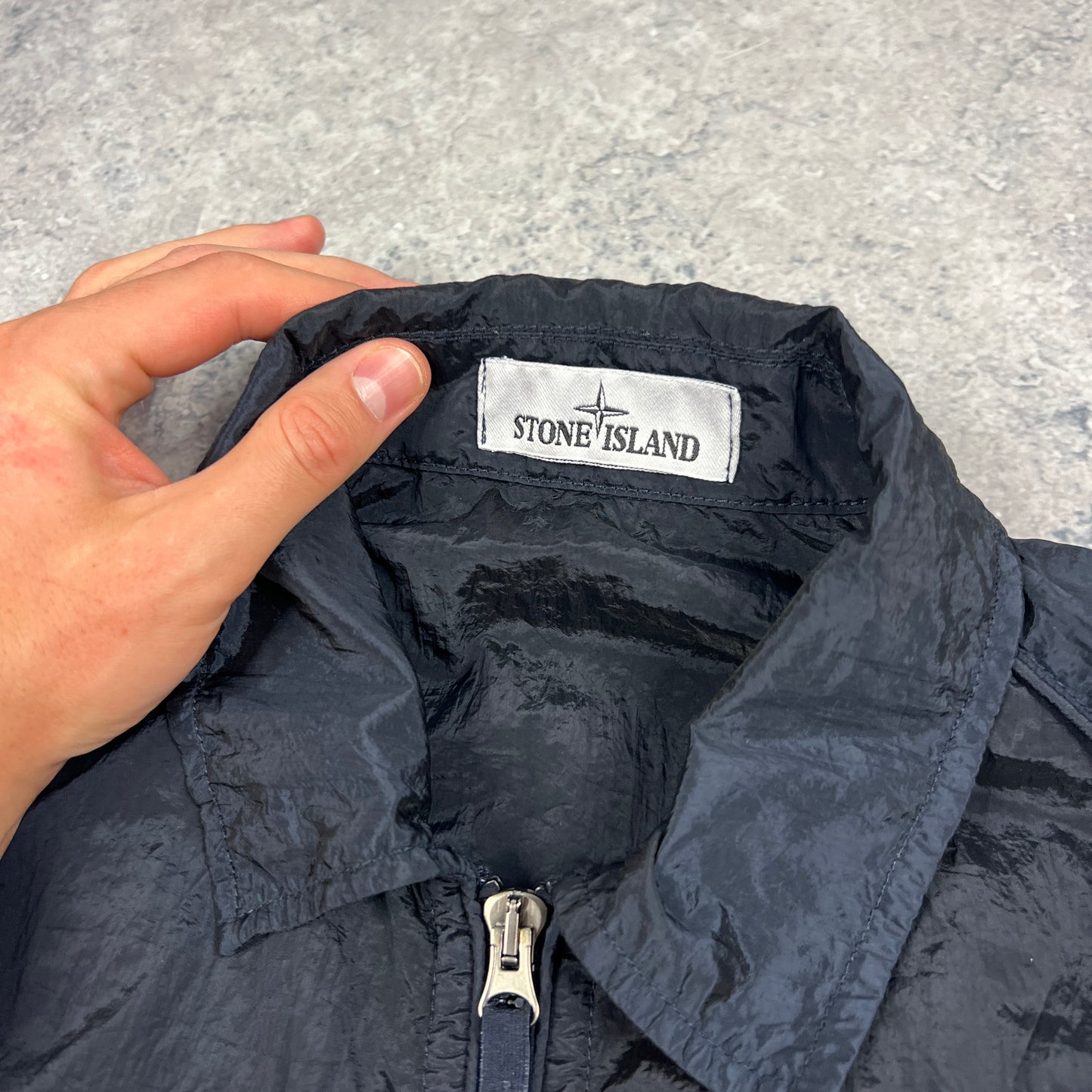 Stone Island Navy Nylon Metal Overshirt Medium 22”
