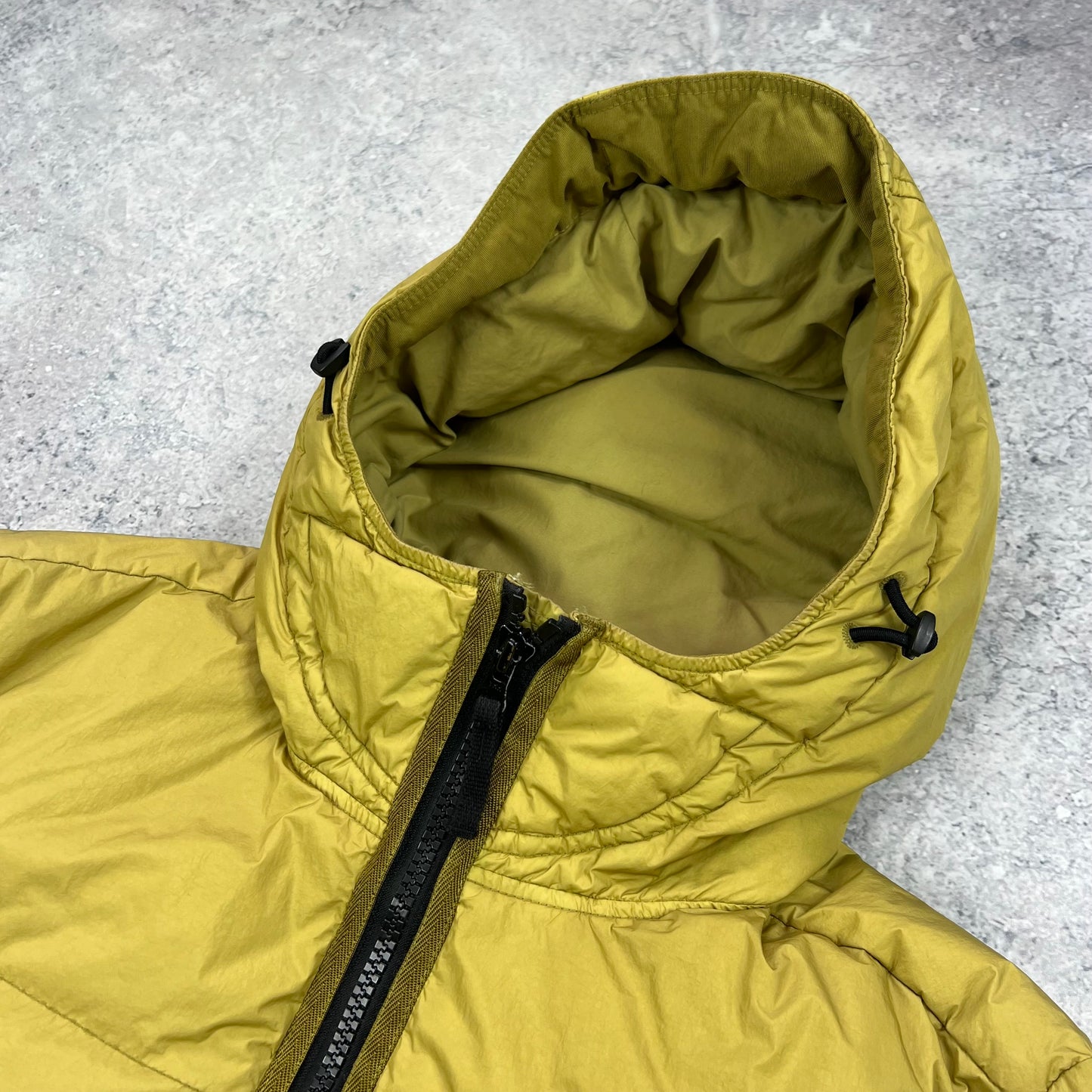 Stone Island Mustard Crinkle Reps Down Jacket Large 23”