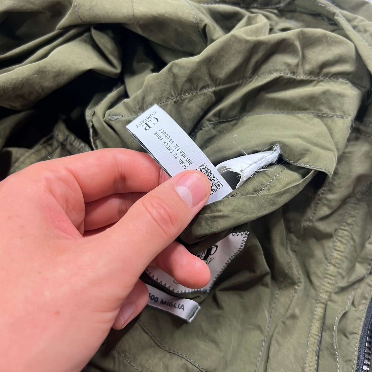 CP Company Khaki Flatt Nylon Mille Miglia Jacket Size 48- M/L 23”