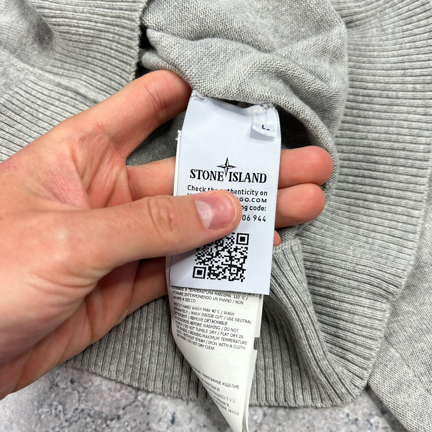 Stone Island Grey Knit Sweatshirt Medium 21.5”