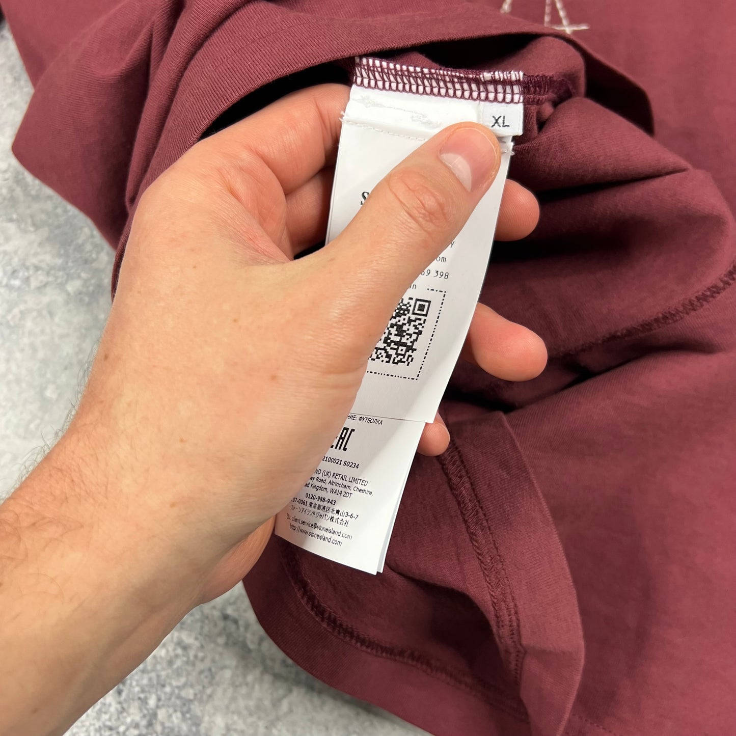 Stone Island Burgundy Multiaxial Sashiro T-Shirt XL 24.75” BNWT