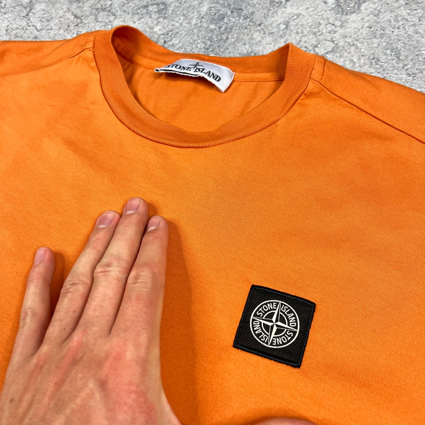 Stone Island Orange Patch T-Shirt Medium 20.75”