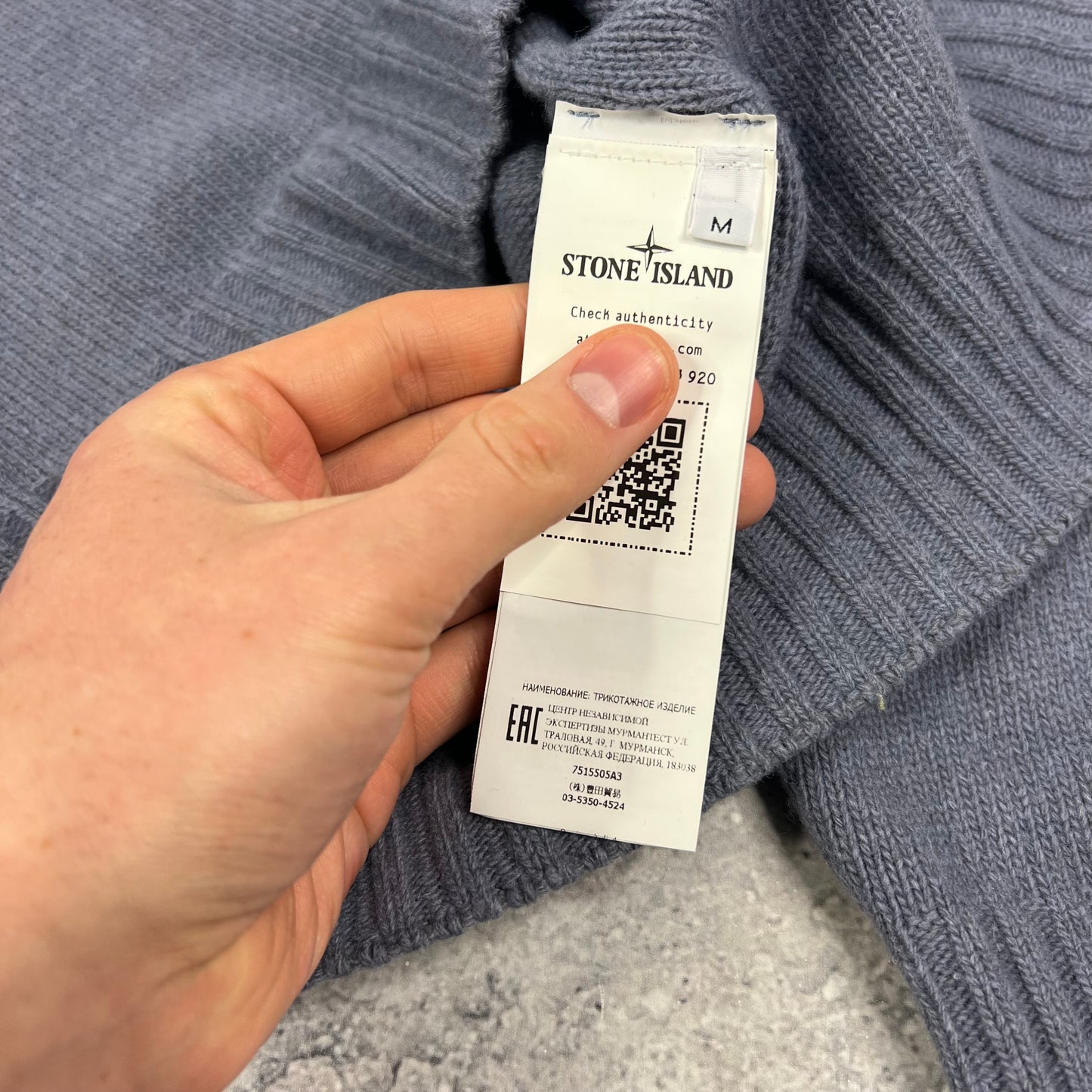 Stone Island Blue Knit Sweatshirt Medium 21”