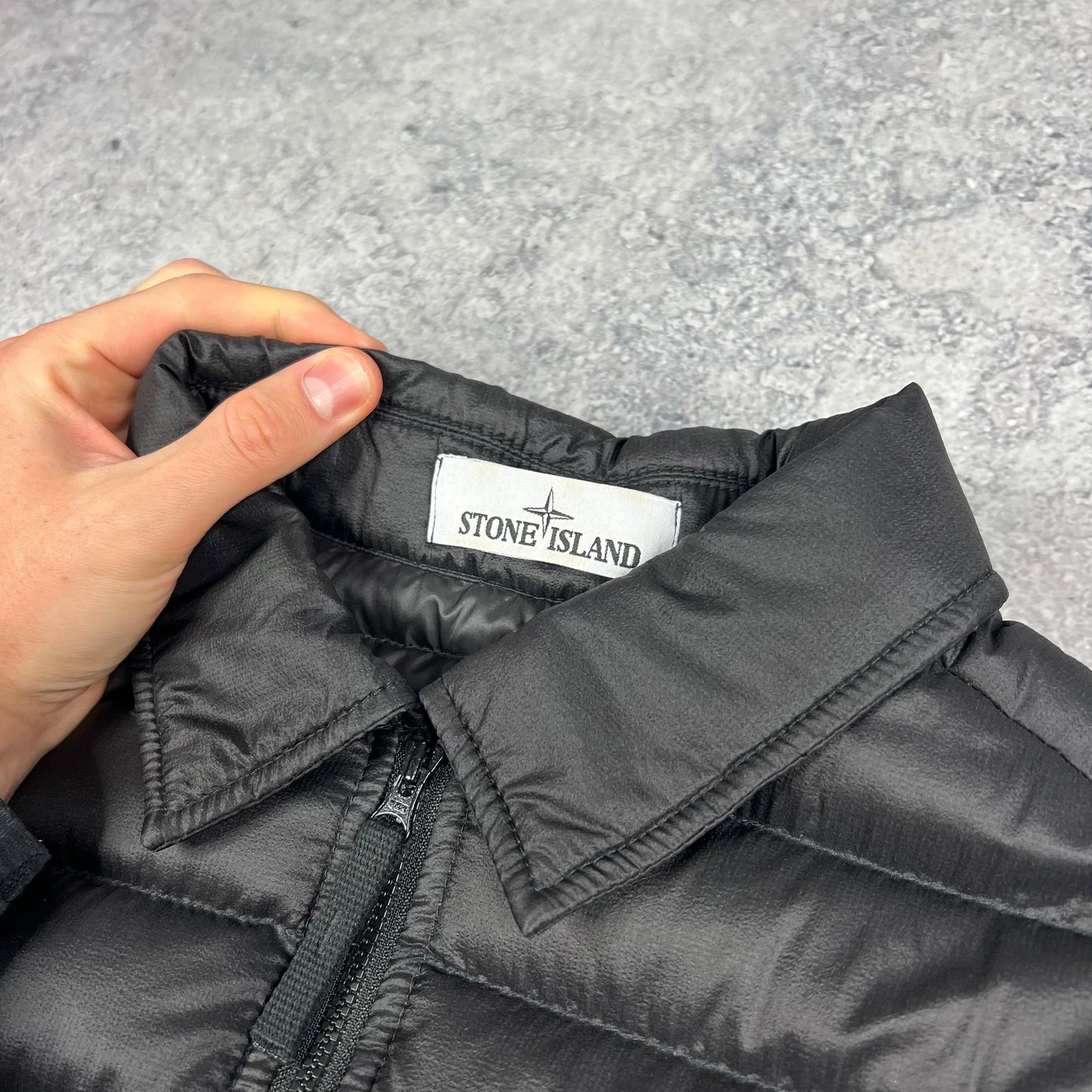 Stone Island Black Bio Based Ripstop Down Jacket Large 22.5”