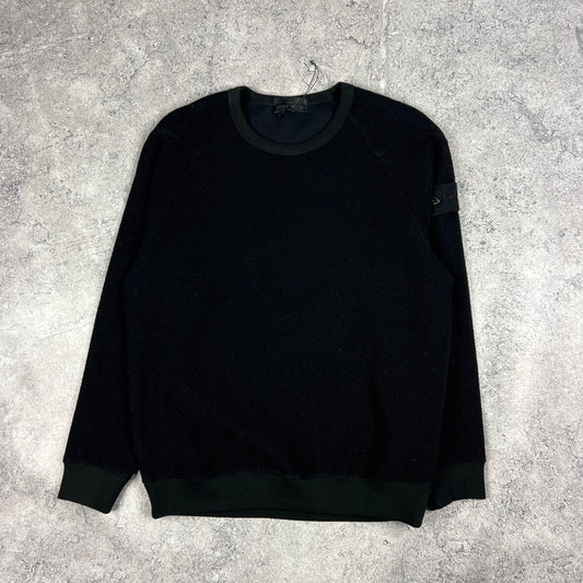 Stone Island Black Ghost Wool Sweatshirt Large 22.5” BNWOT