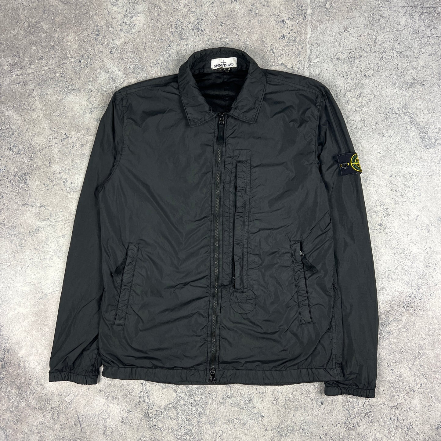 Stone Island Black Crinkle Reps Overshirt Medium 21.5”