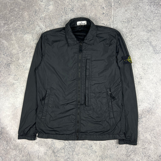 Stone Island Black Crinkle Reps Overshirt Medium 21.5”