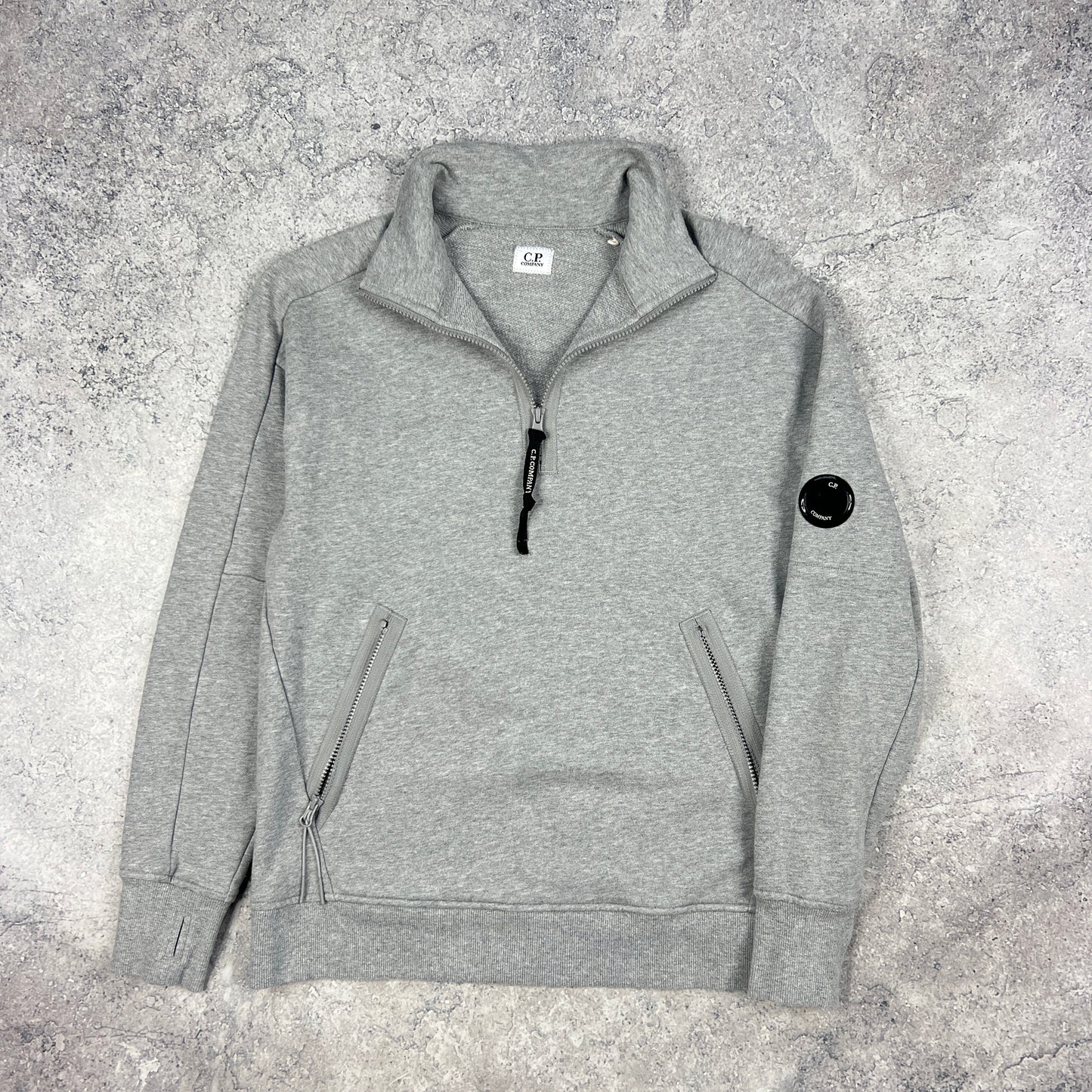 CP Company Grey Q Zip Lens Sweatshirt Medium 21”