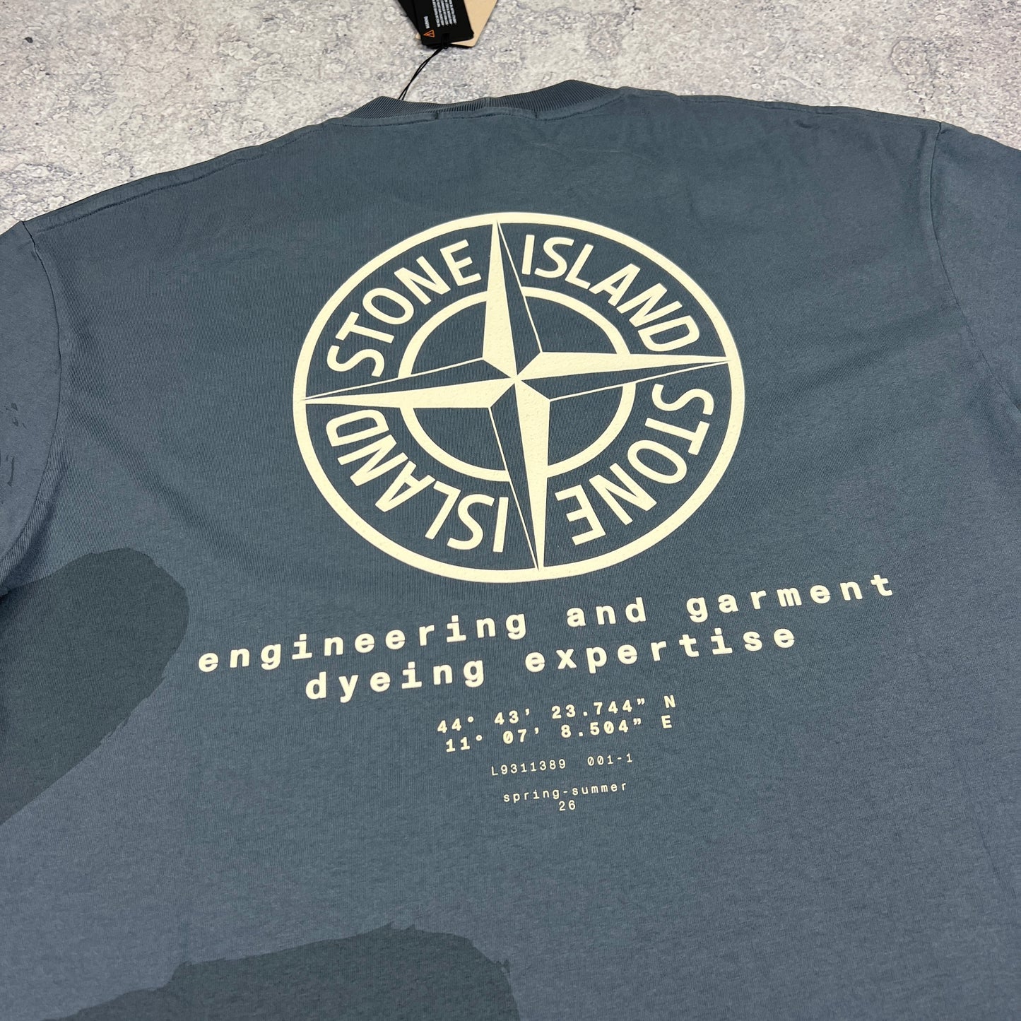 Stone Island Blue Whirlwind Logo T-Shirt Medium 22.75” BNWT