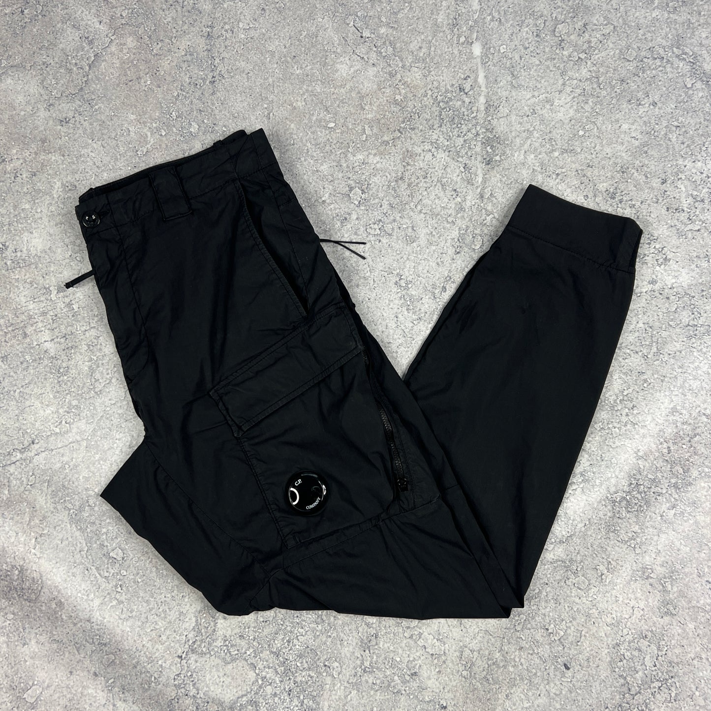 CP Company Black Parachute Lens Cargo Trousers Size 48 W34”