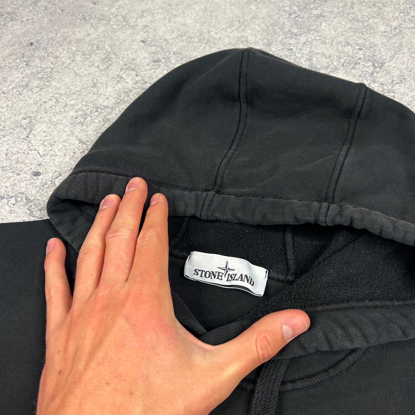 Stone Island Black Pullover Hoodie Large 22.5”