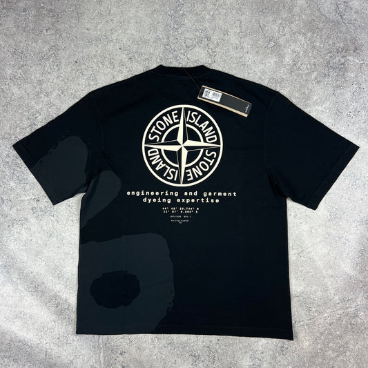 Stone Island Black Whirlwind Logo T-Shirt Medium 22.75” BNWT