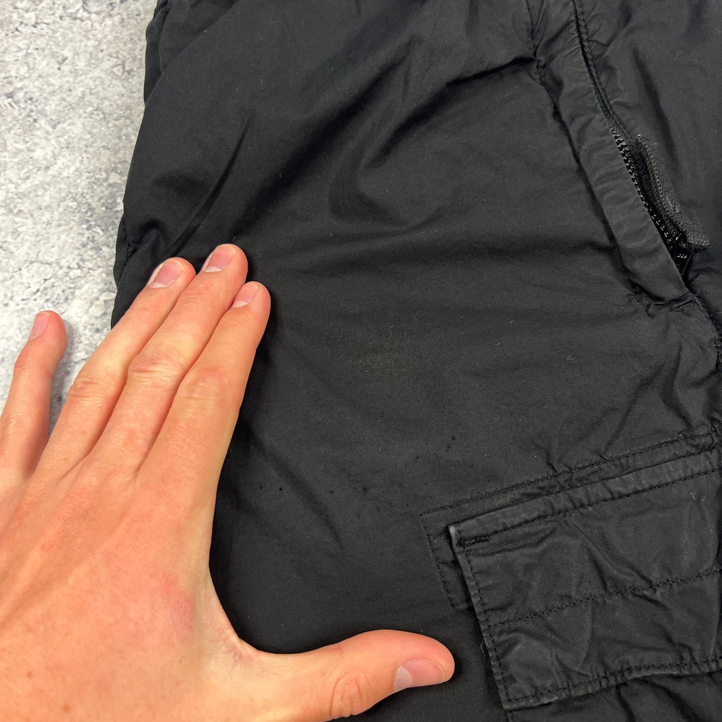 Stone Island Black Tela Parachute Cargo Trousers W32”
