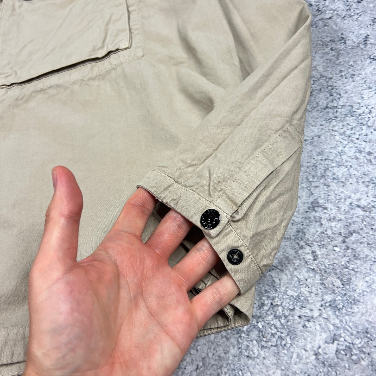 Stone Island Beige Cotton Overshirt Large 23.5”