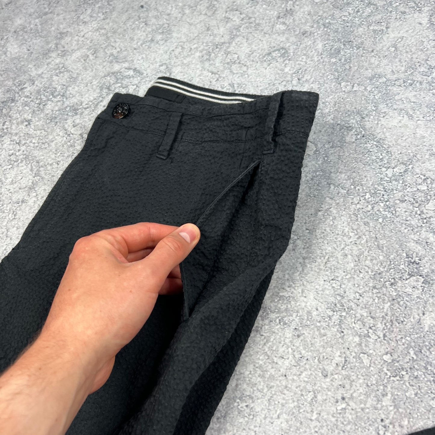Stone Island Black Seersucker Suit Medium 32”