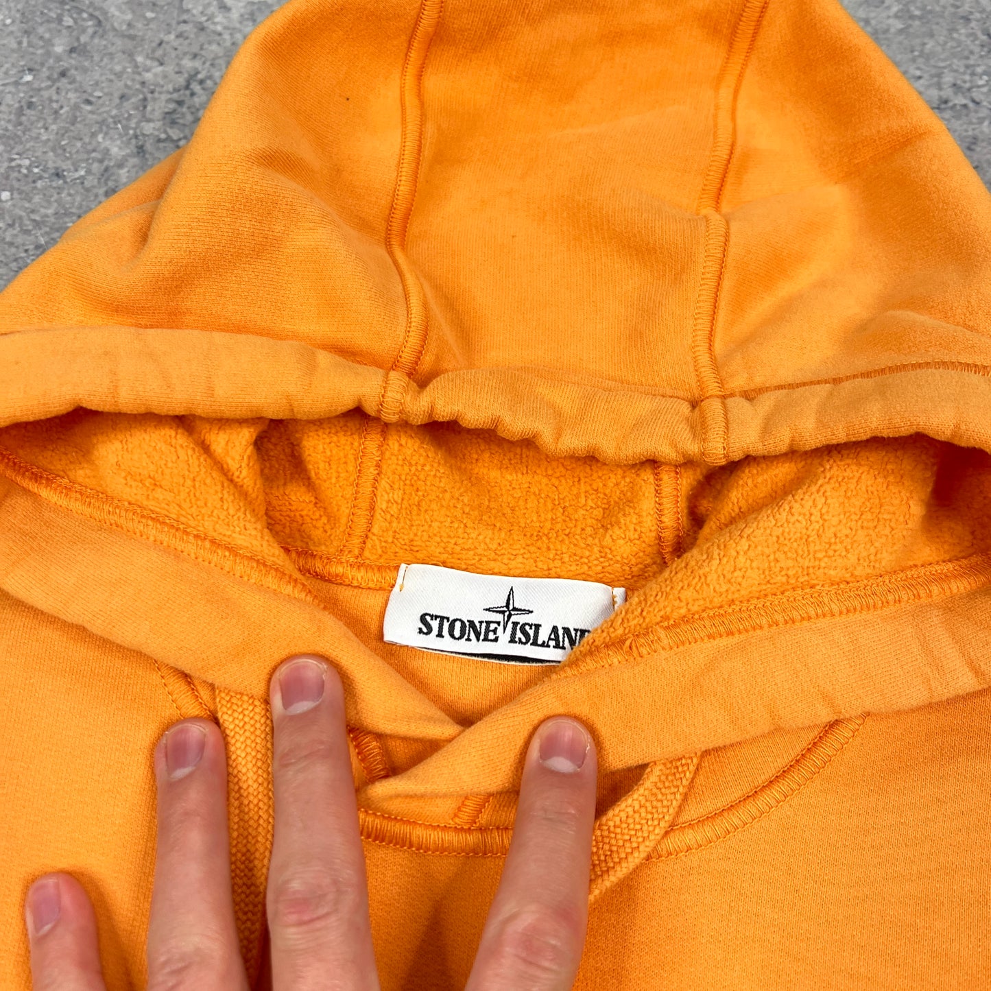 Stone Island Orange Hoodie Small 21”