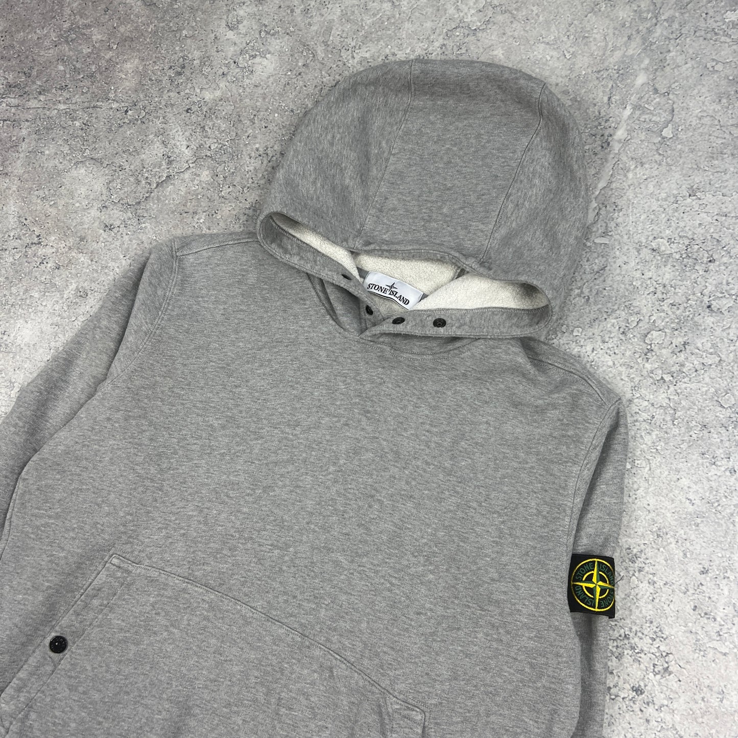 Stone Island Grey Pullover Hoodie Medium 23”