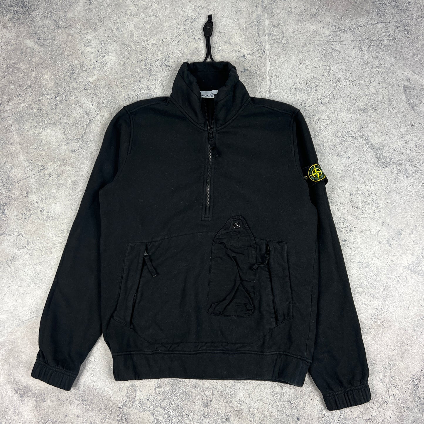 Stone Island Black Quarter Zip Sweatshirt Small 21.25”