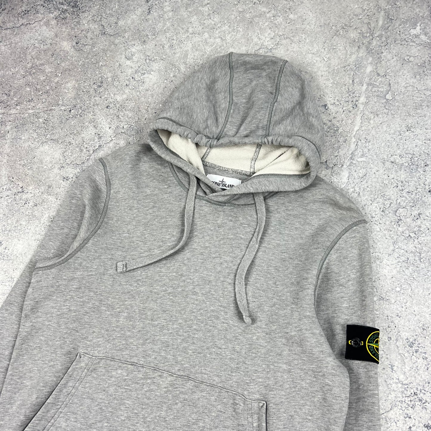 Stone Island Grey Pullover Hoodie Medium 21.5”