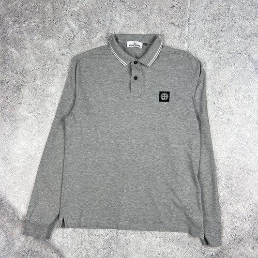 Stone Island Grey L/S Polo Shirt XL Slim 22”