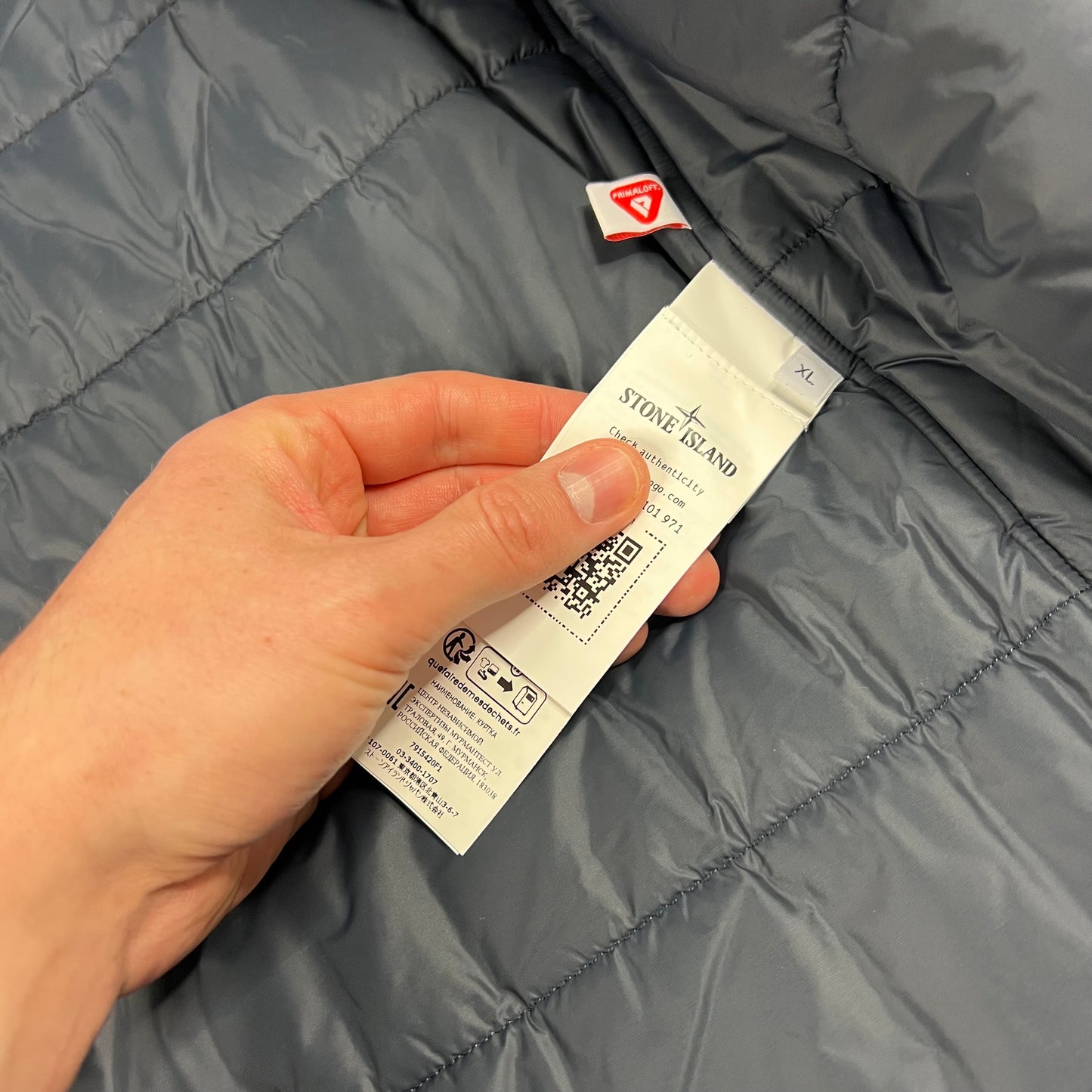 Stone Island Navy Ghost O-Ventile Primaloft Jacket XL 26” BNWT
