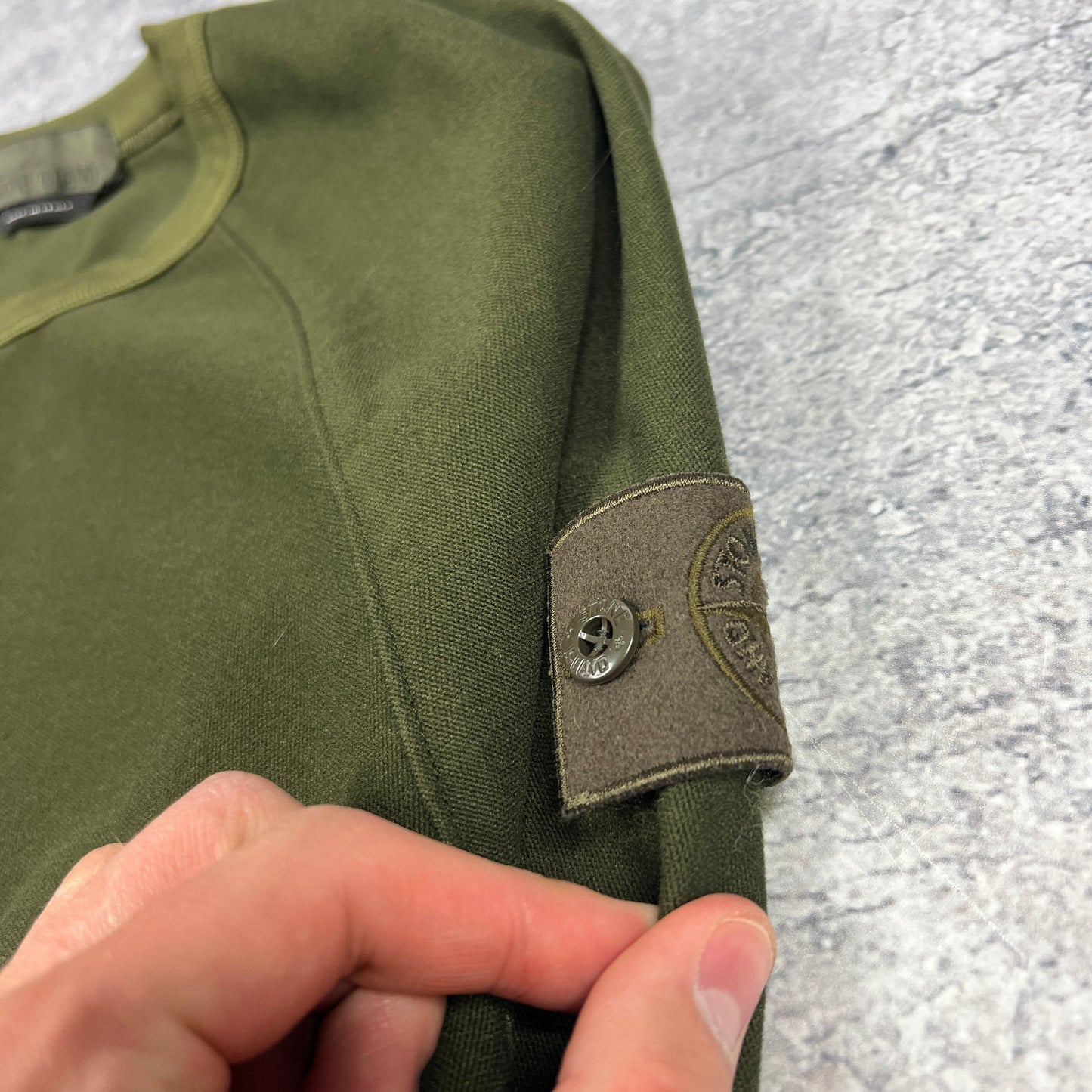 Stone Island Green Ghost Moleskin Pullover S/M 23”