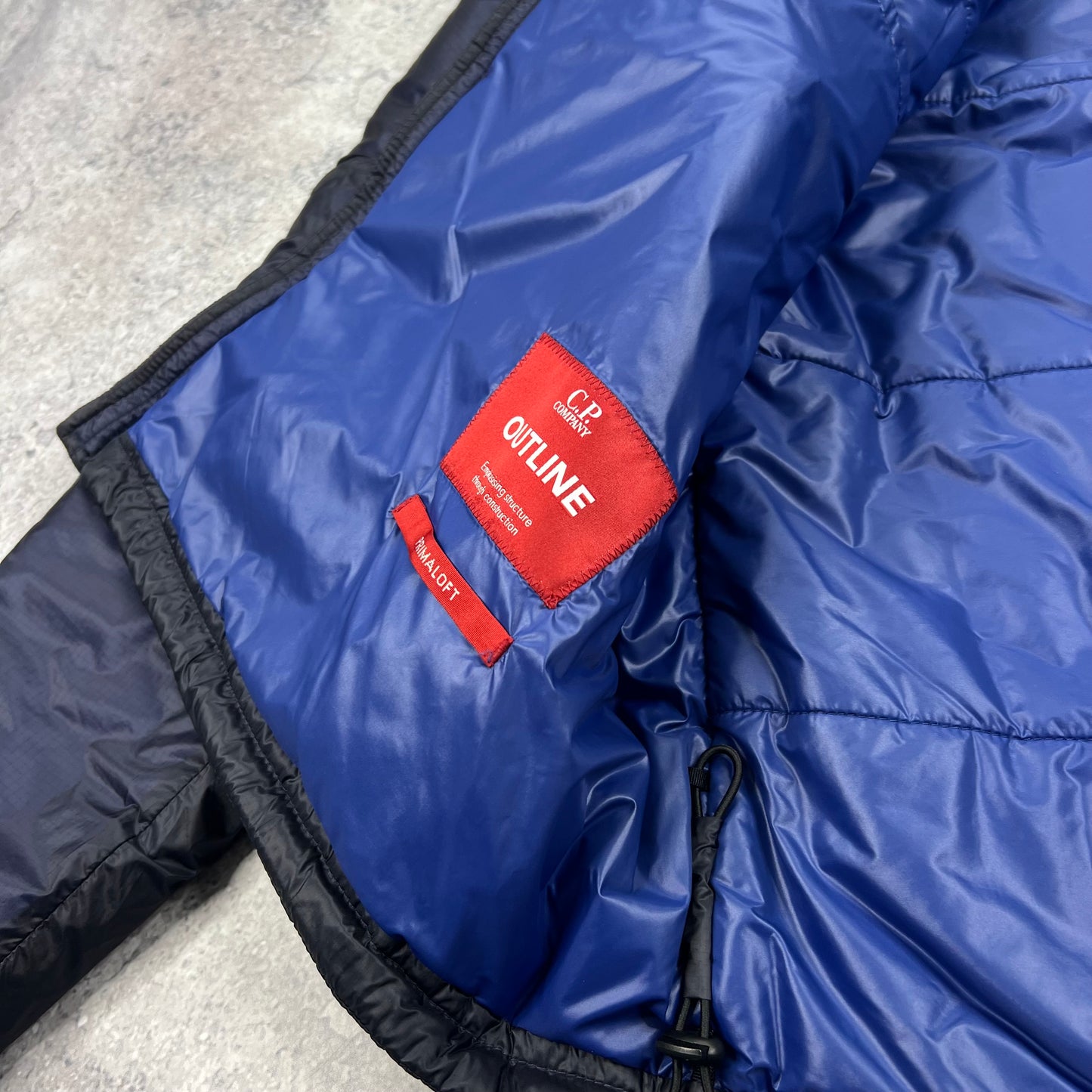 CP Company Navy Outline Primaloft Lens Jacket Size 52- L/XL 23.5”