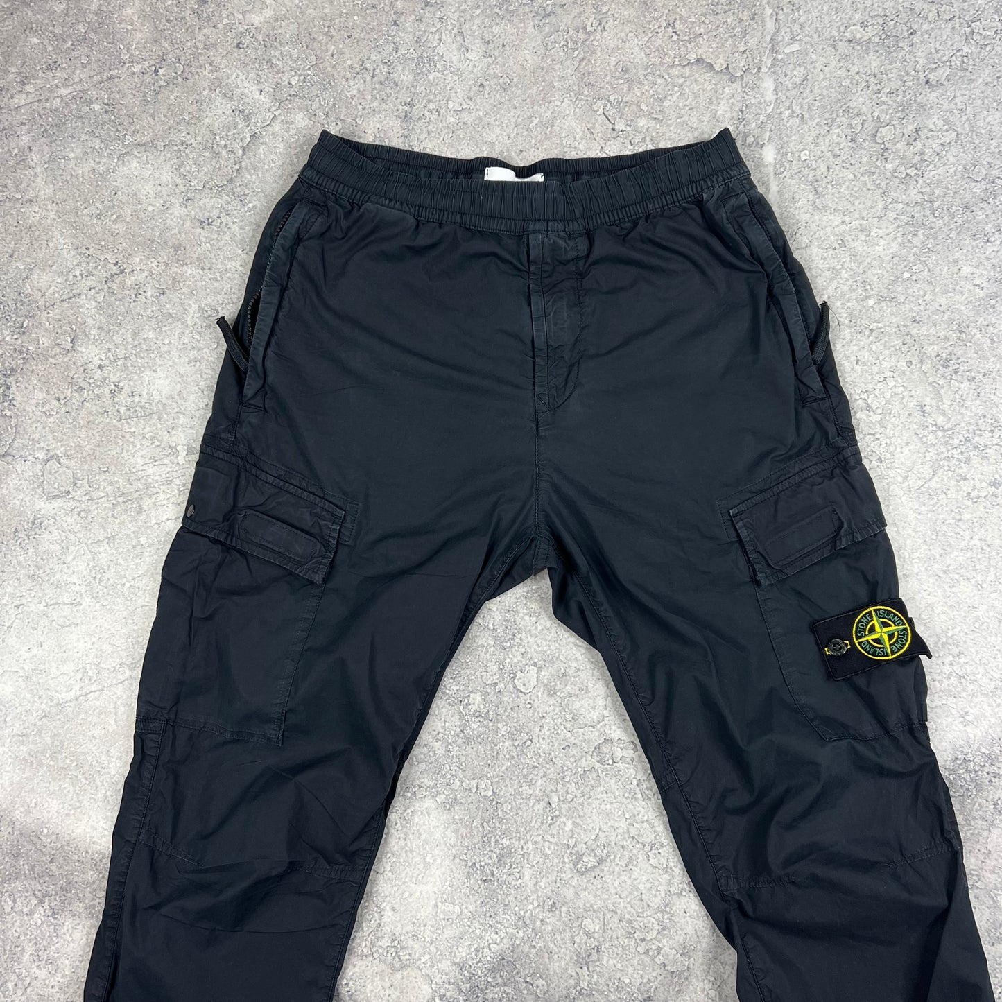 Stone Island Navy Tela Parachute Cargo Trousers W30”