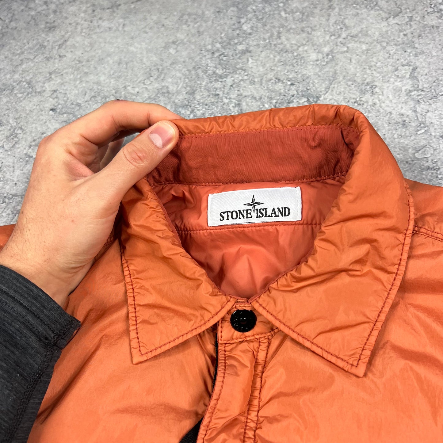 Stone Island Orange Crinkle Reps Primaloft Jacket Large 23.25”