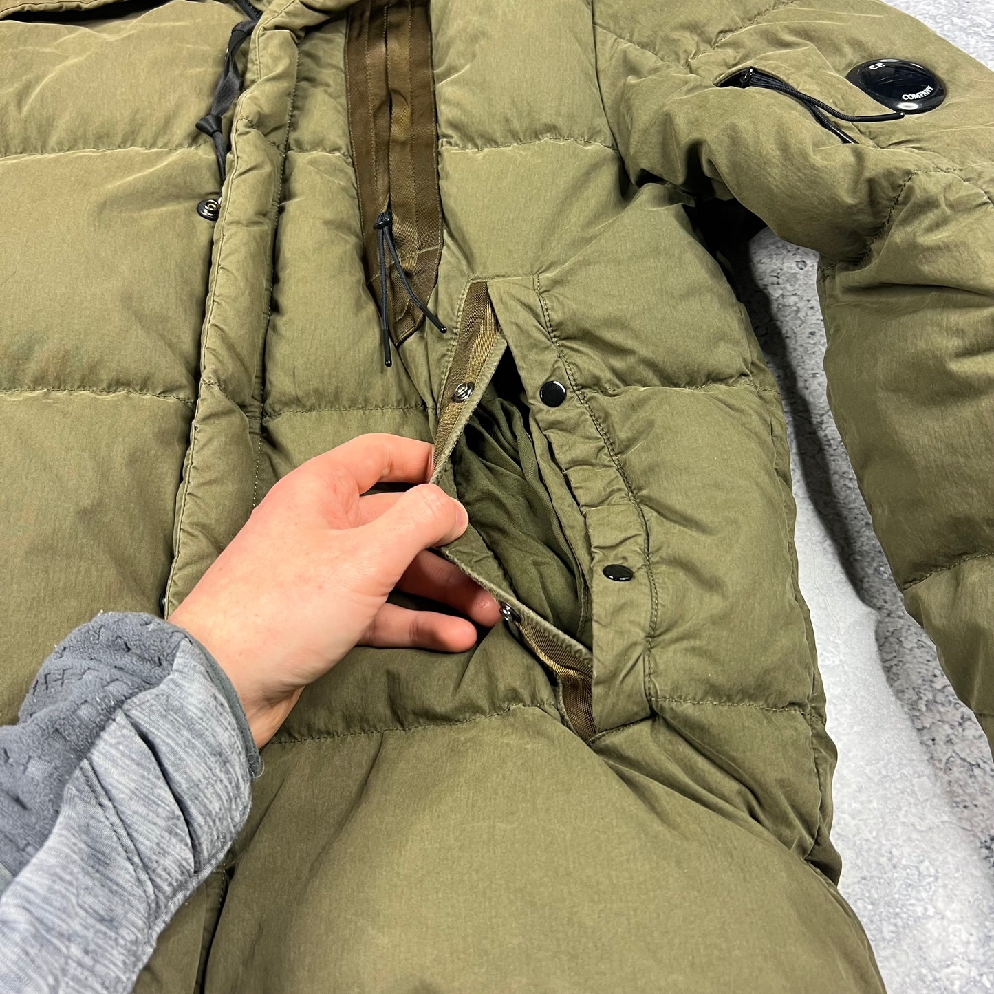 CP Company Khaki 50 Fili Down Parka Size 48- Medium 21.75”