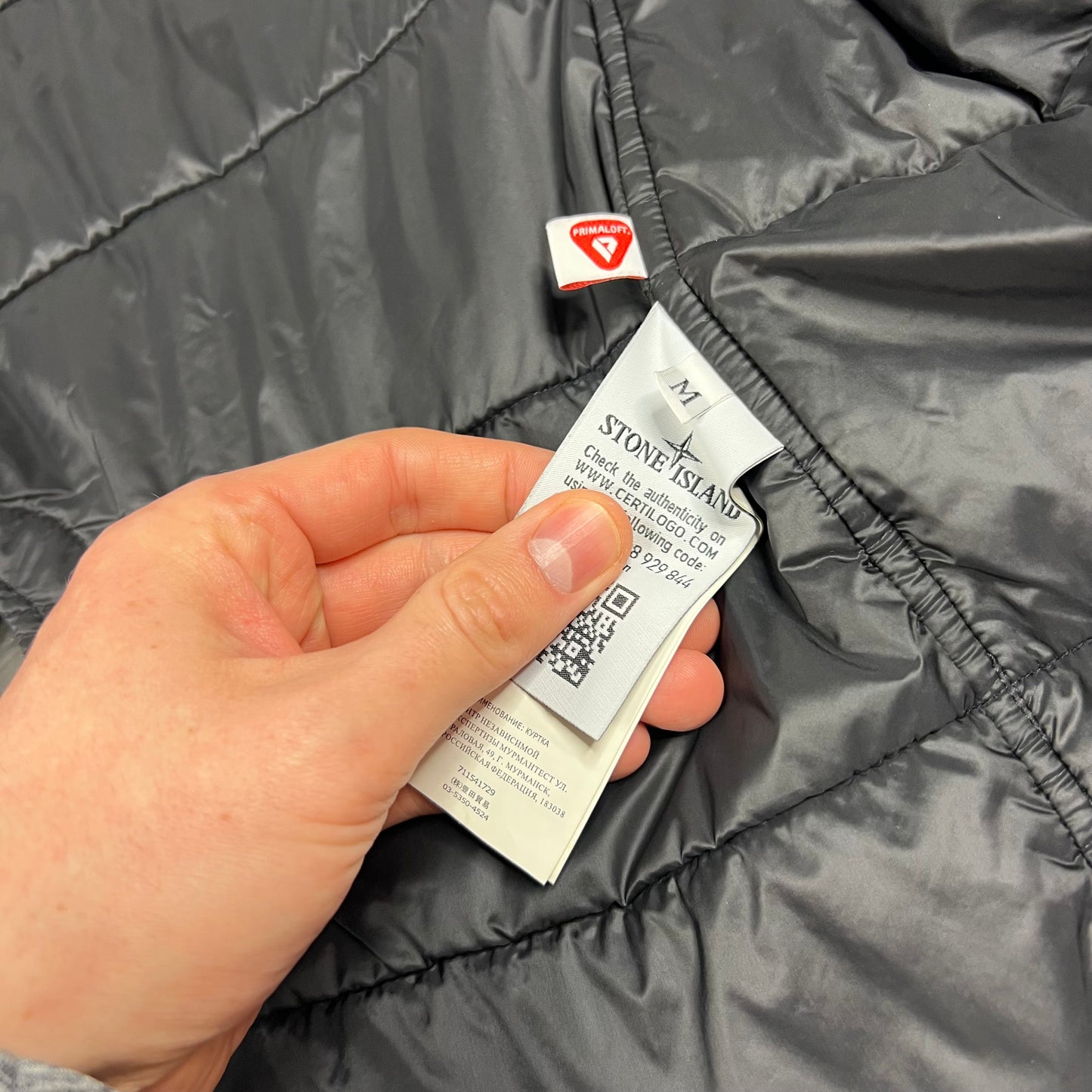 Stone Island Black Goretex Primaloft Mac Jacket Medium 22”