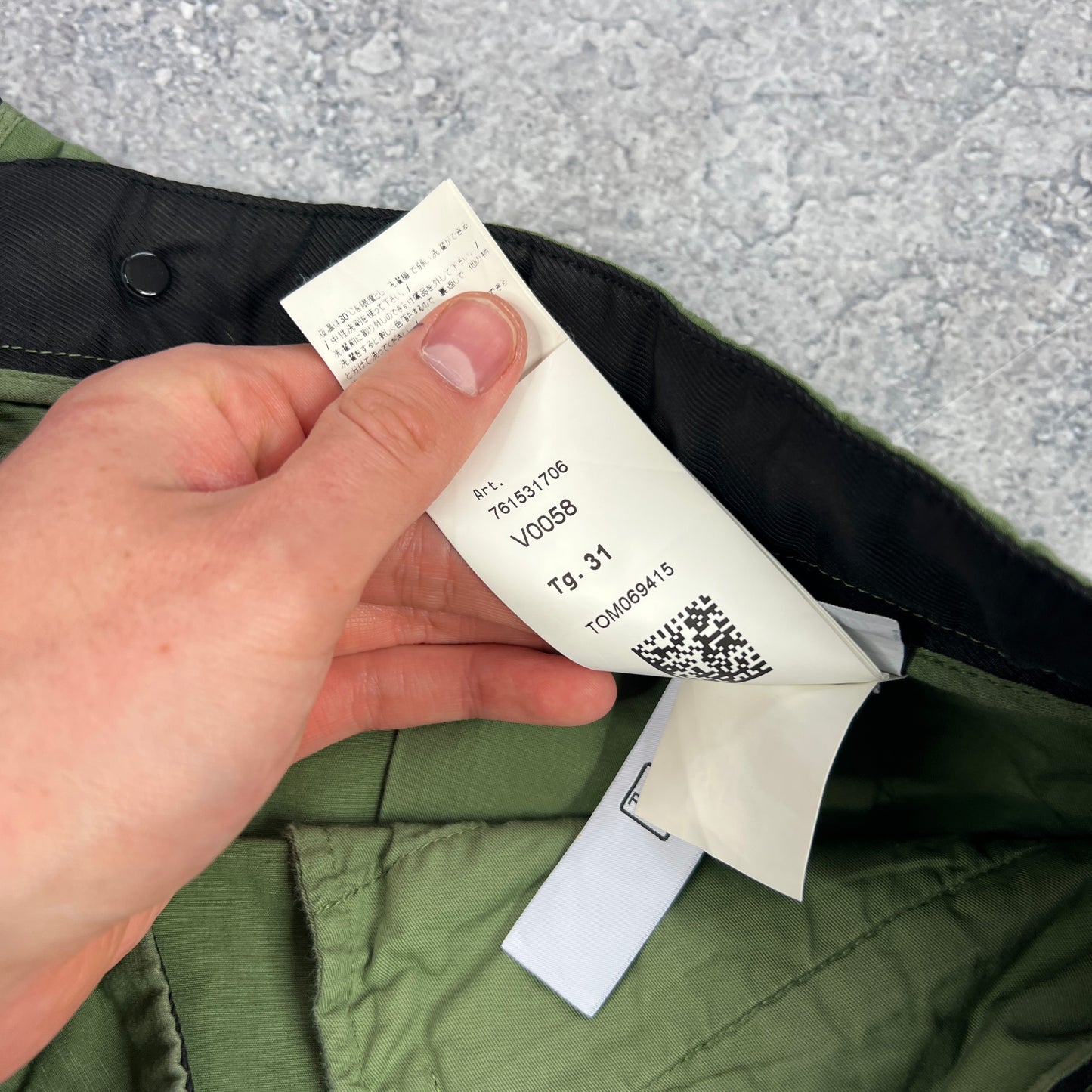 Stone Island Khaki Cargo Trousers W31”