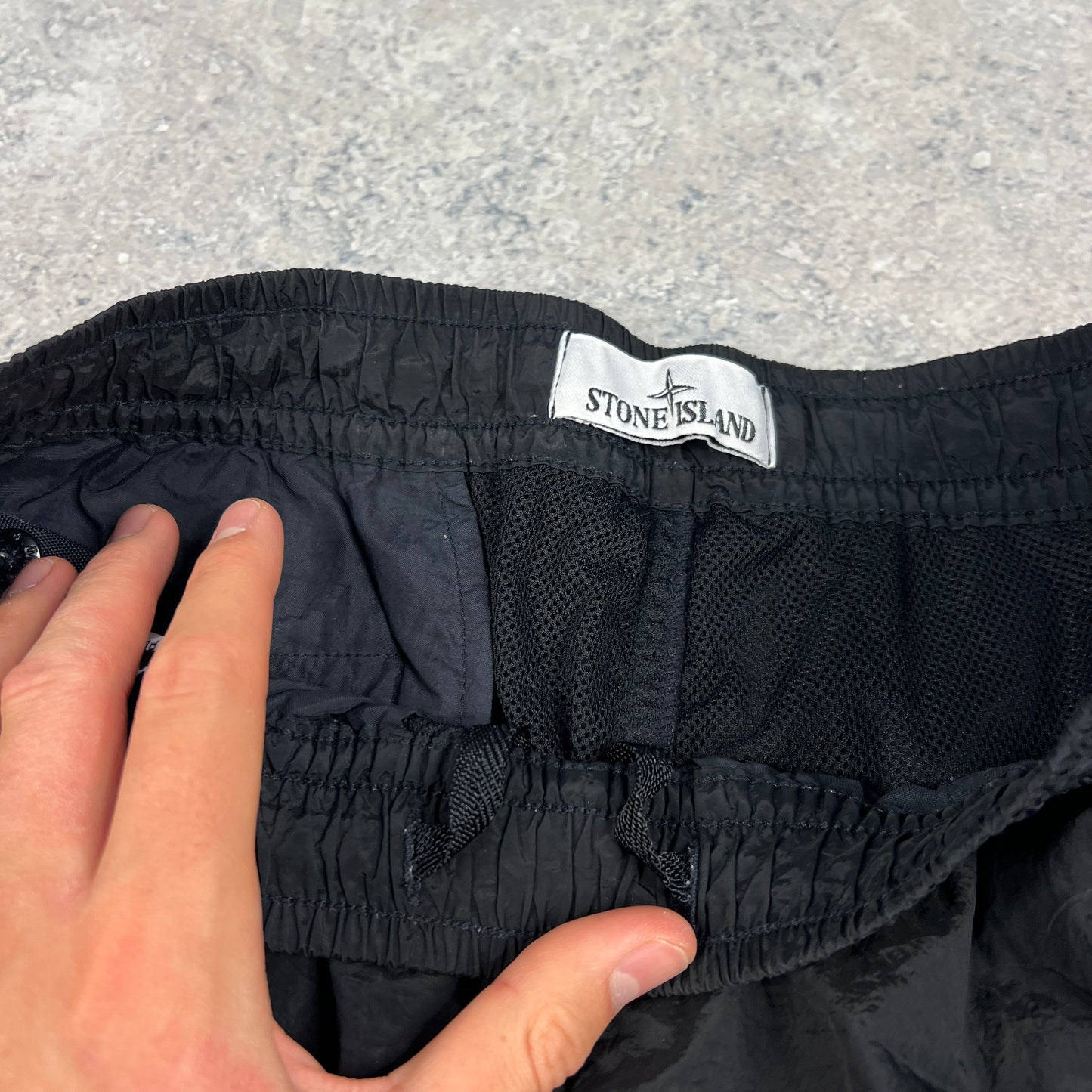 Stone Island Navy Nylon Metal Cargo Trousers W30”