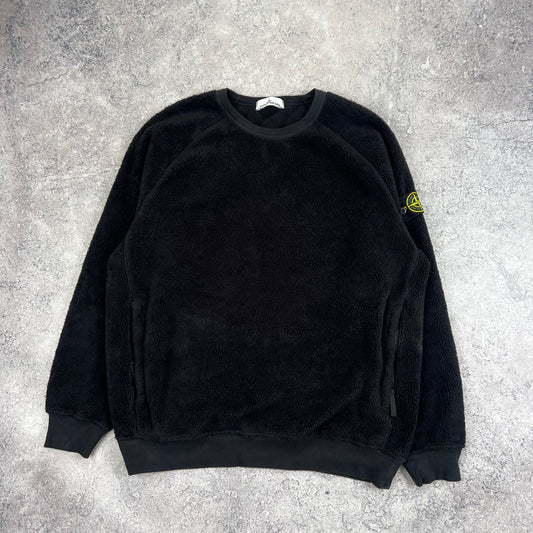 Stone Island Black Teddy Fleece Pullover XL 25.25”