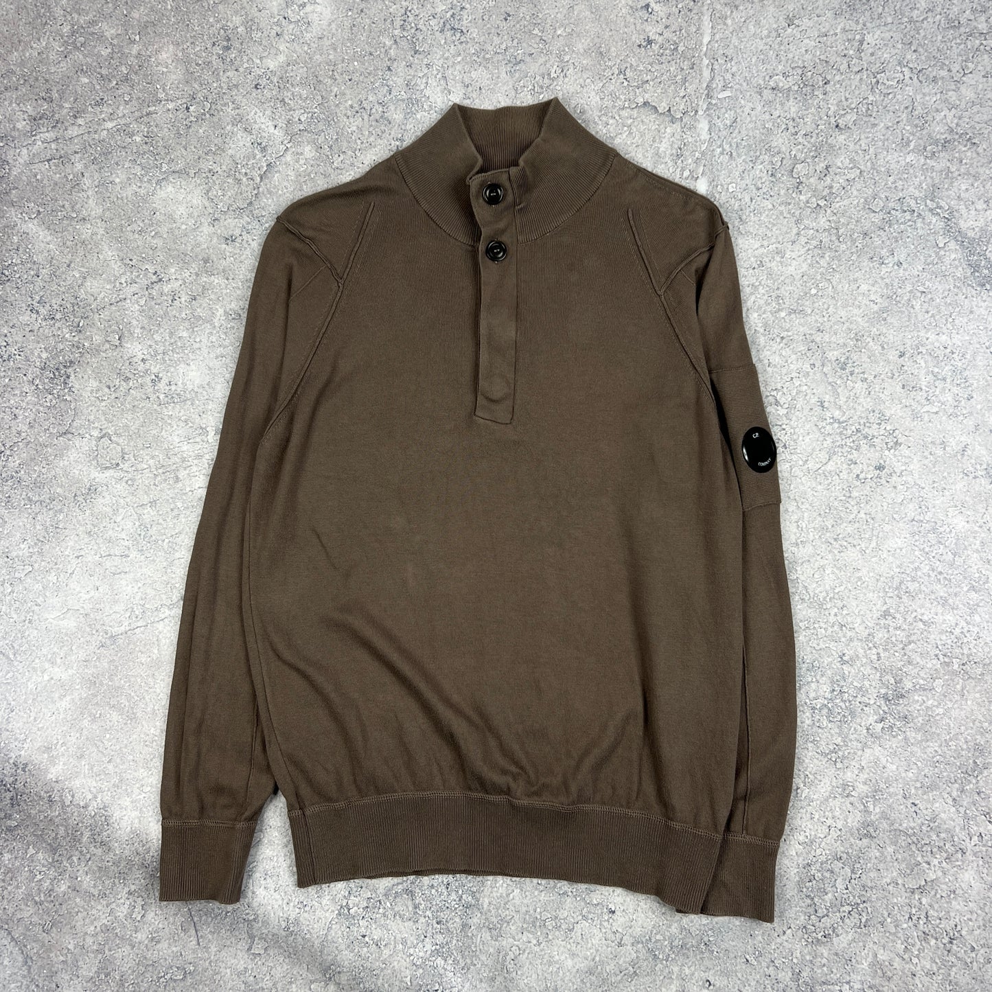 CP Company Khaki Quarter Zip Knit Jumper Size 50 M 21”