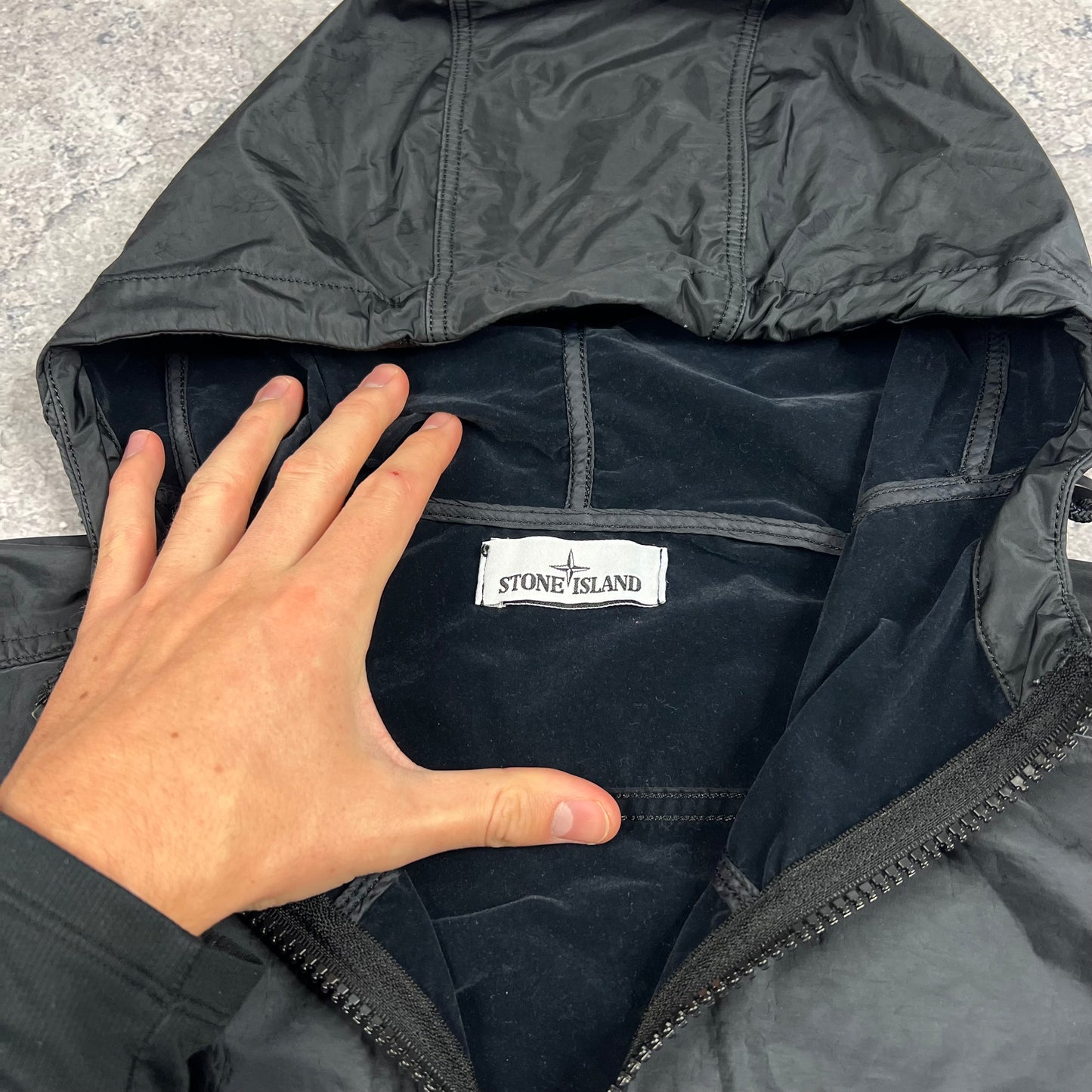 Stone Island Black Lamy Flock Jacket Large 22.5”