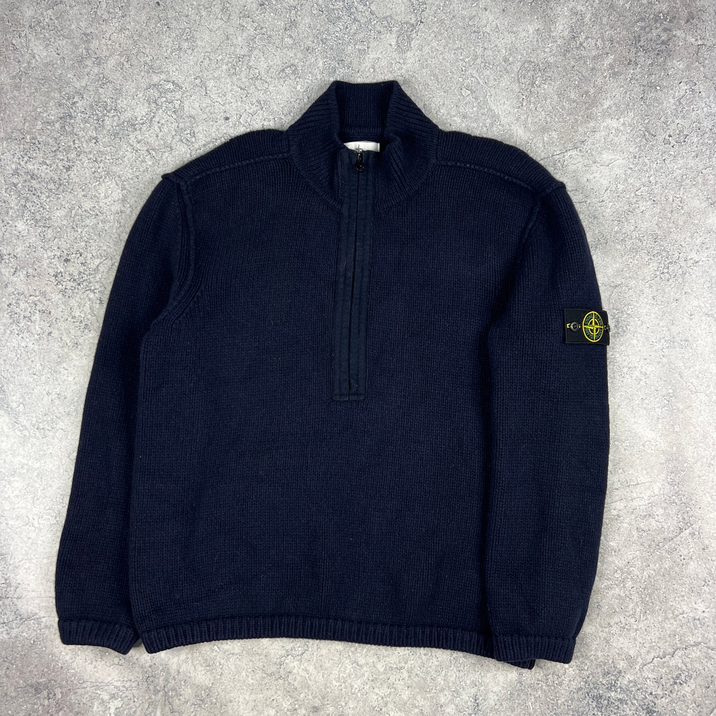 Stone Island Navy Chunky Q Zip Knit 3XL 25”