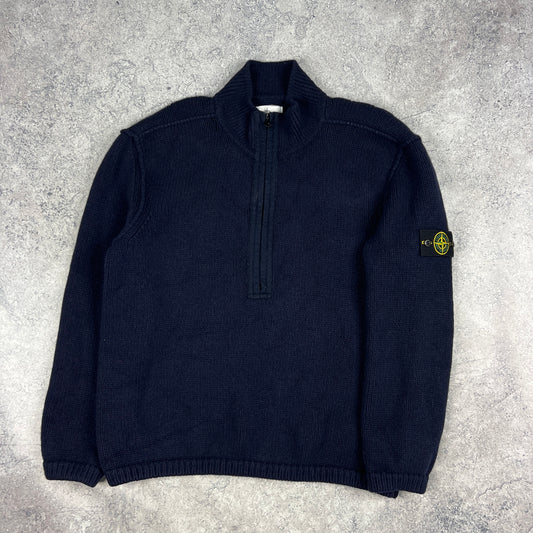 Stone Island Navy Chunky Q Zip Knit 3XL 25”
