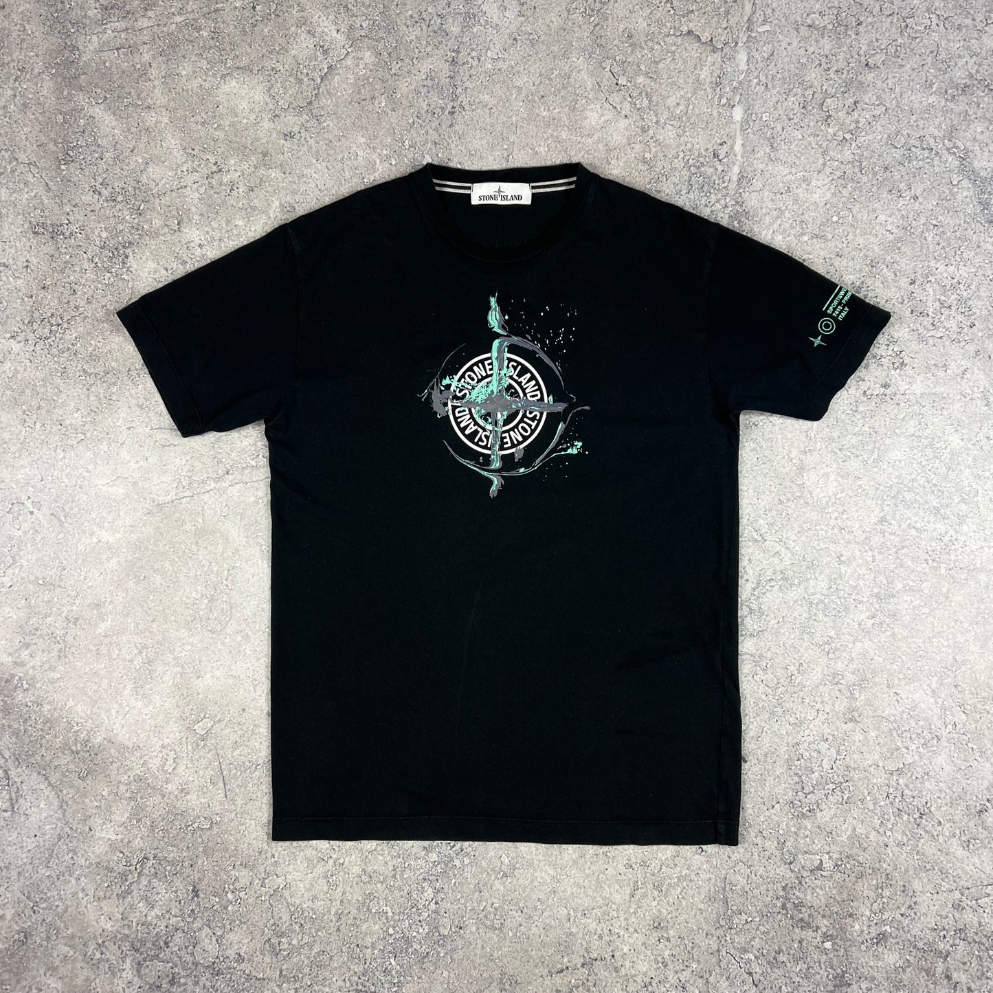 Stone Island Black Marble Logo T-Shirt Medium 19.75”