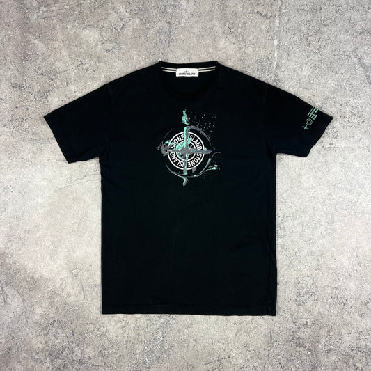 Stone Island Black Marble Logo T-Shirt Medium 19.75”
