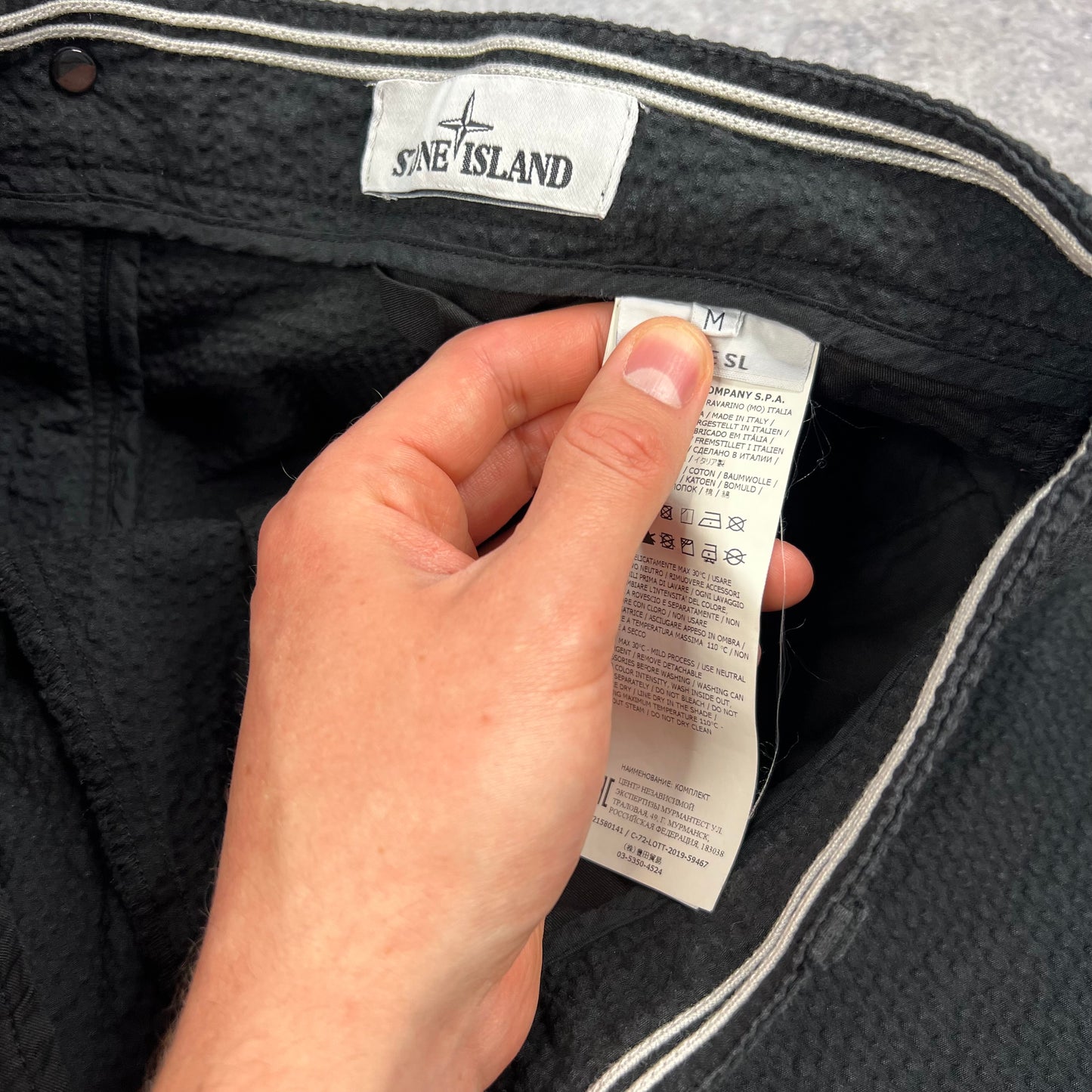 Stone Island Black Seersucker Suit Medium 32”